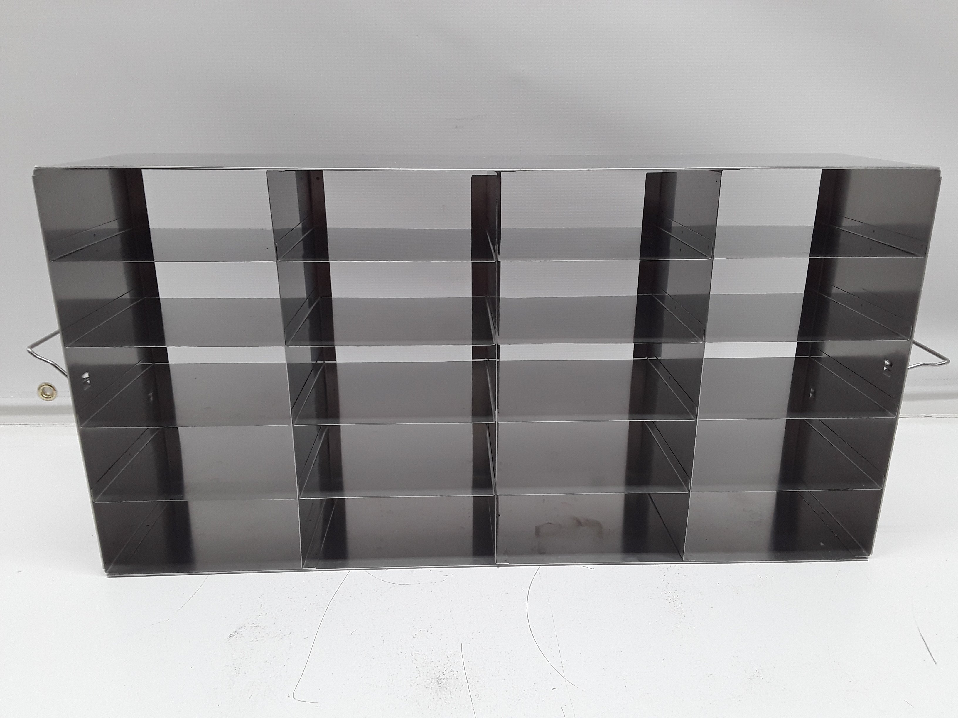 Unknown Stainless Steel Laboratory Freezer Rack Cryo Boxes 20 Slots