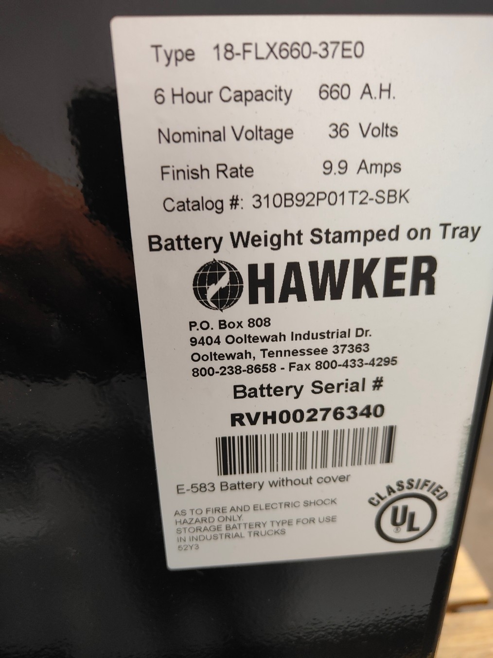 Hawker 18-FLX660-37E0 Battery High-Performance TPPL Flexibility