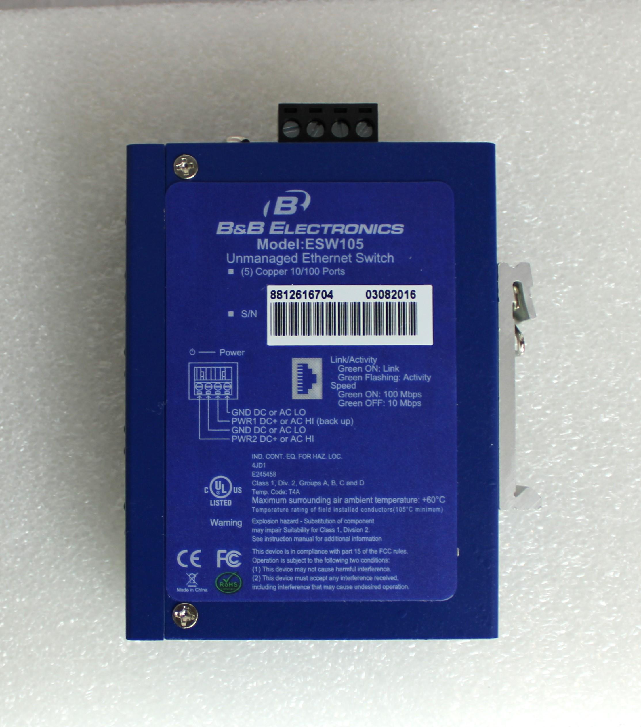 Thermo ESW105 Ethernet Switch Industrial 5 Port -10C to 60C MDI/MDIX Auto