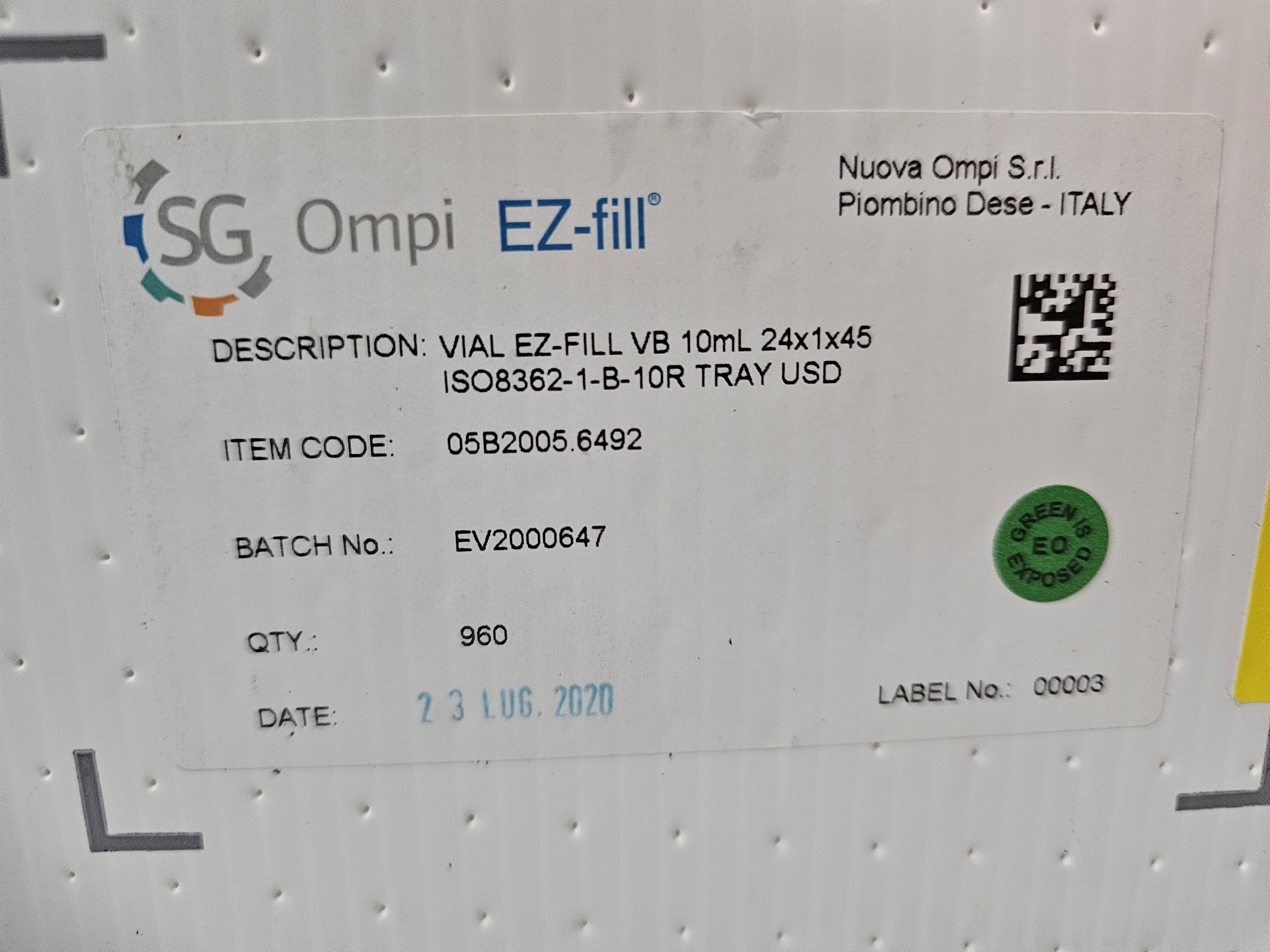 Single Use Support VIAL EZ-Fill VB 10ml Tray Pharmaceutical Vial Packaging Accessory Sterilized