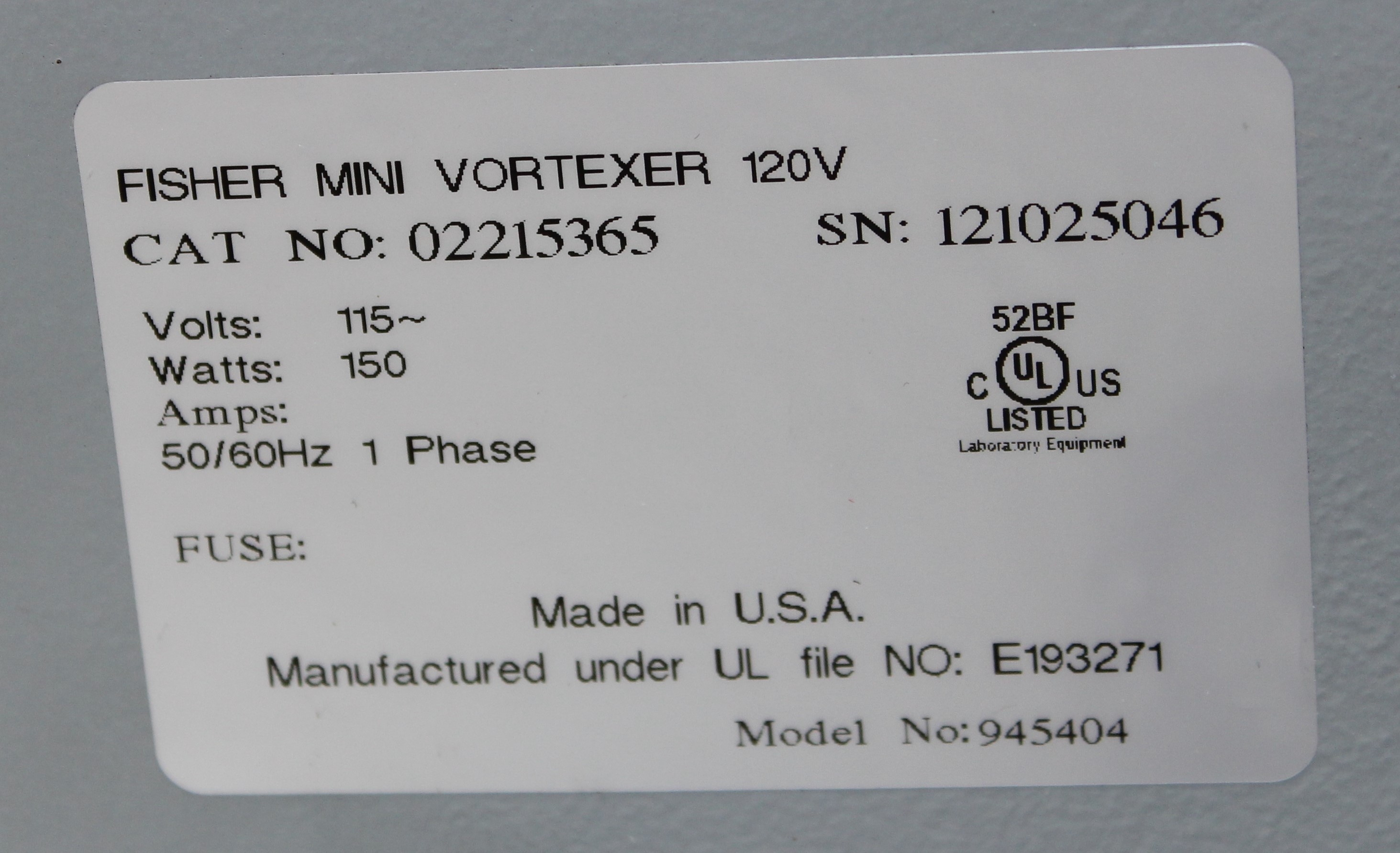 Fisher Mini Vortex Mixer 02215365 Vortexer 3200 RPM, Variable Speed, Used