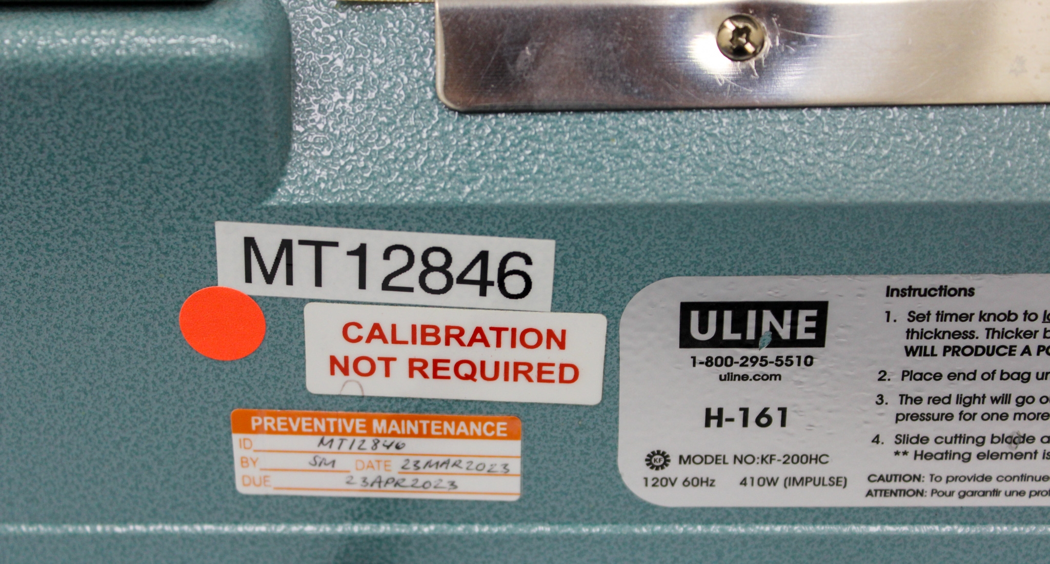 Uline KF-200HC Impulse Heat Sealer w/ Cutter 8 Inch 120V Efficient Sealing