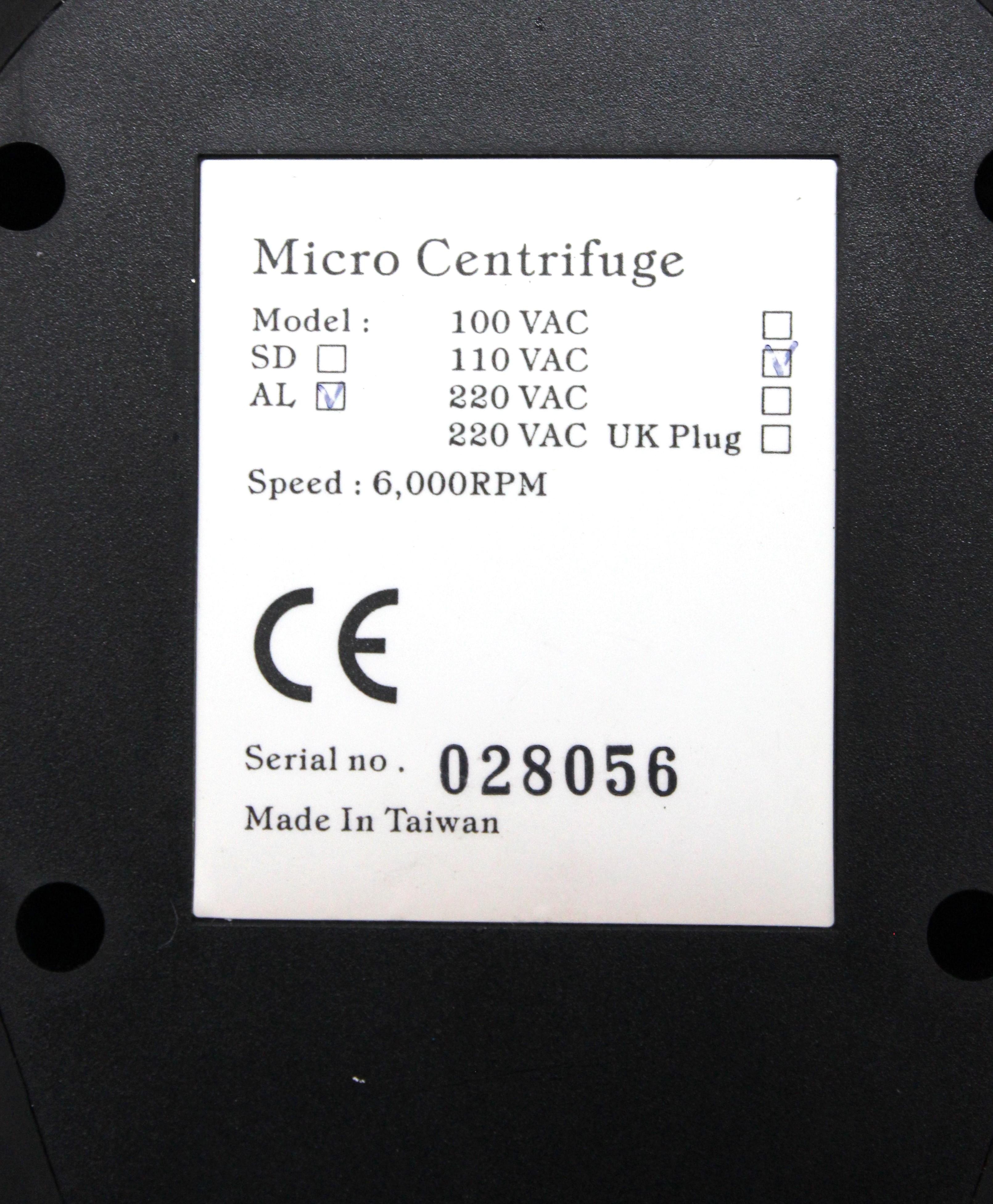 USA Scientific AL Microcentrifuge Benchtop 6000 RPM Compact Design Efficient