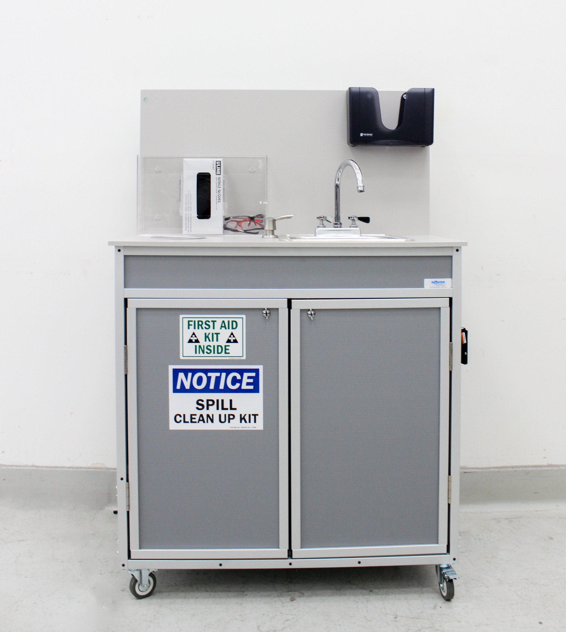 Monsam HWS-009S Facility Portable Sanitizing Sink with Hot/Cold Water 7 gal Waste