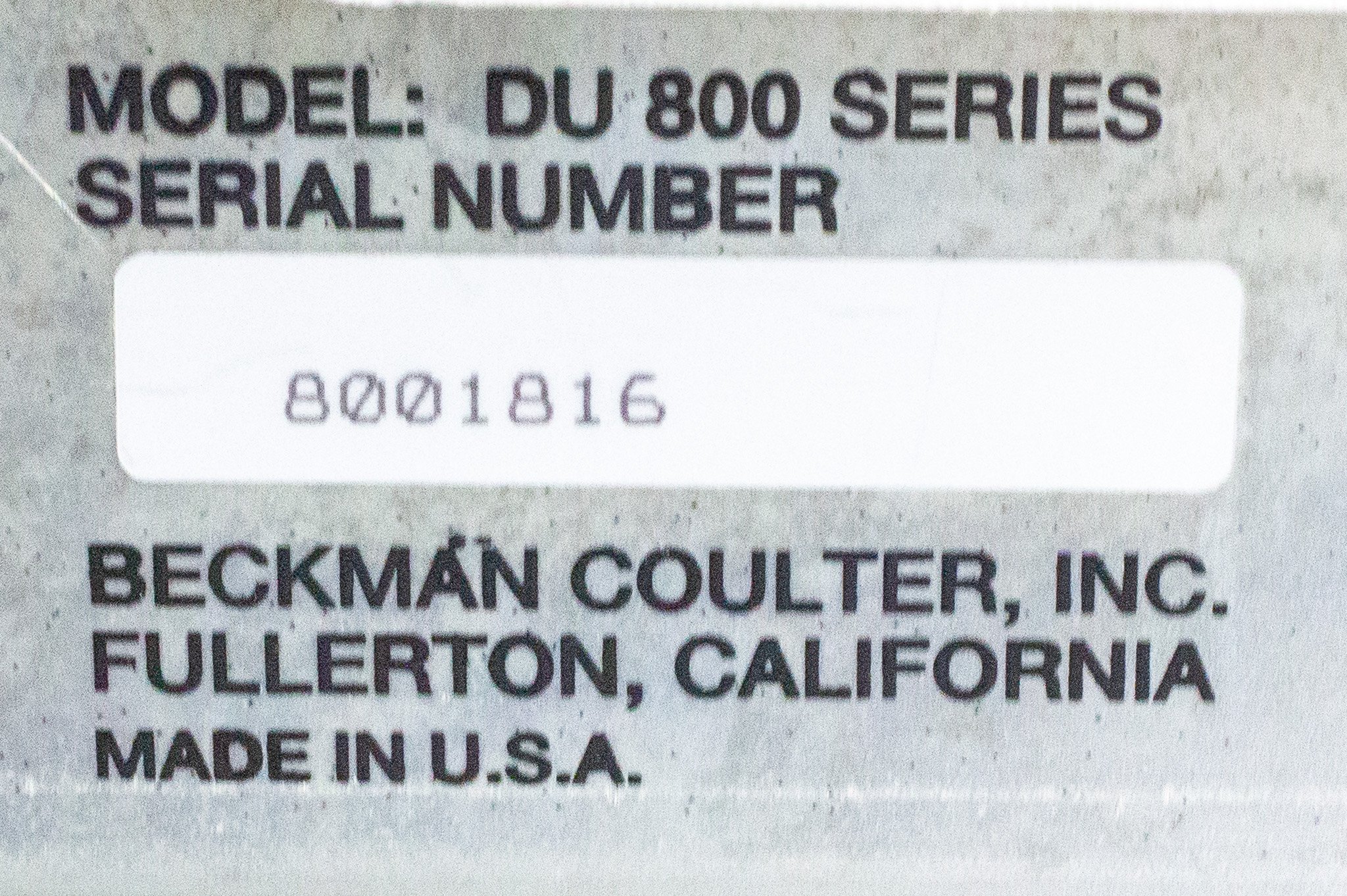 Beckman DU 800 UV-Vis Spectrophotometer PC-Controlled 6 Cell Holder 1.8nm