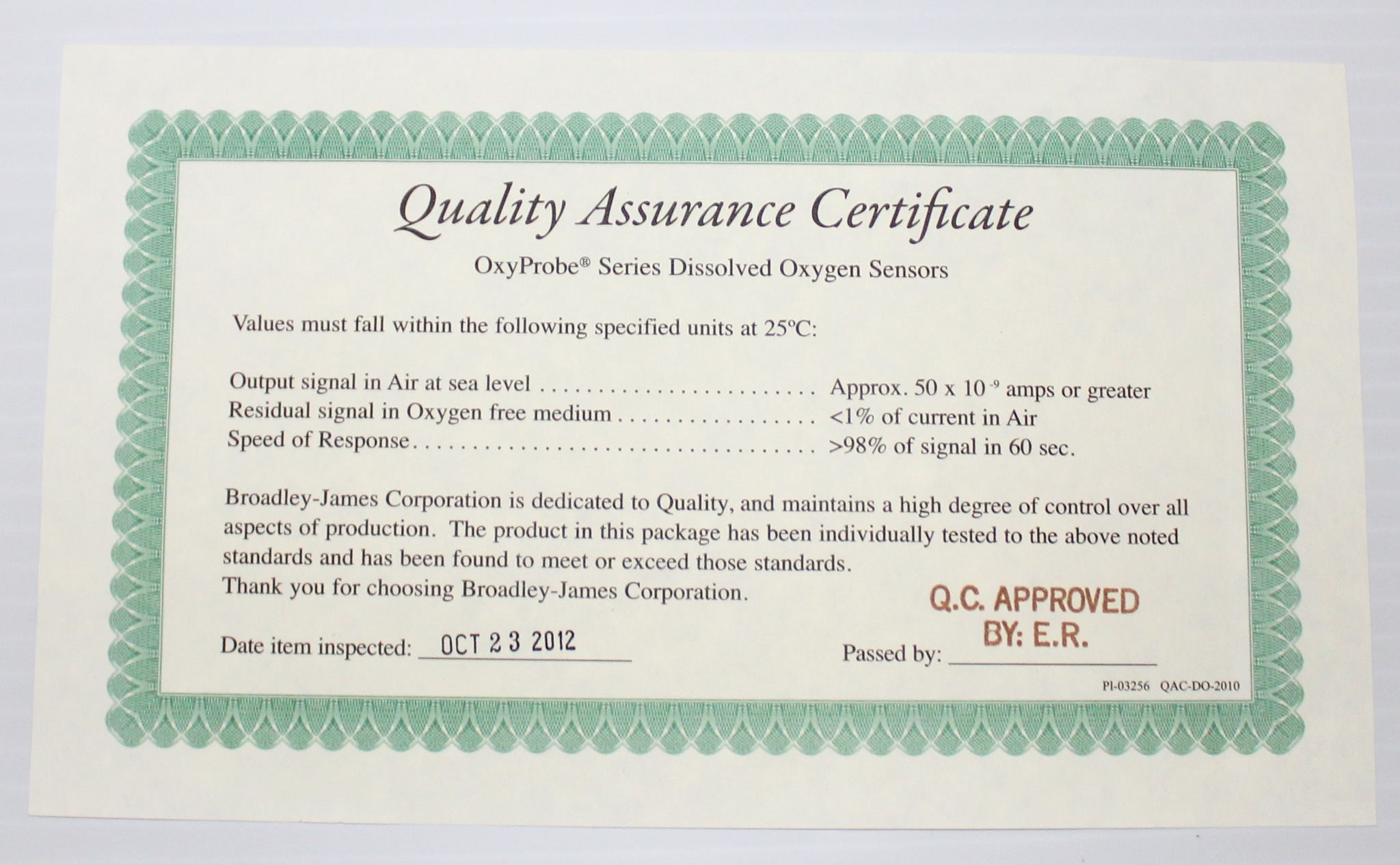 Broadley-James D145 Dissolved Oxygen Sensor Autoclavable 12mm Durable Design