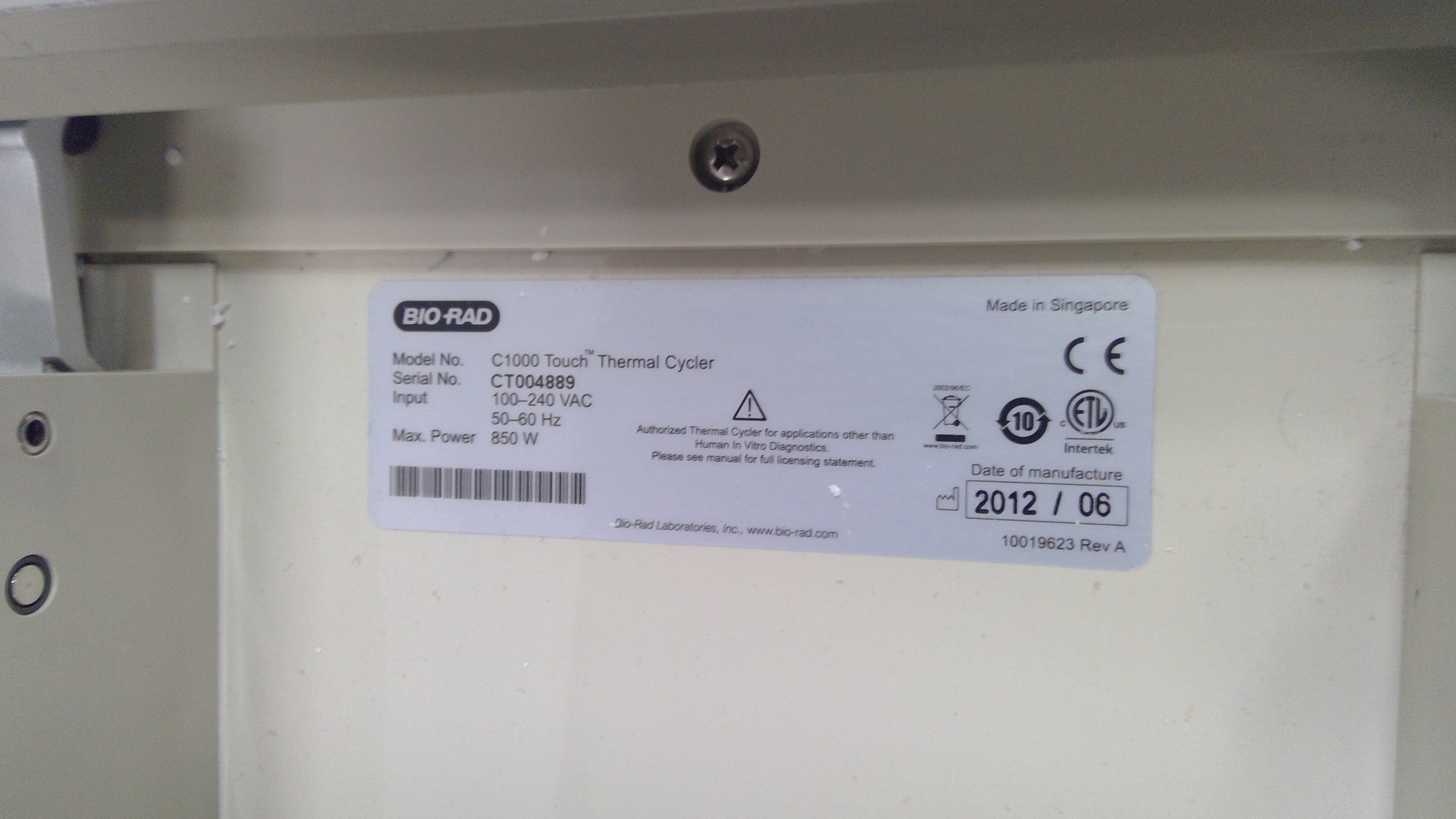 Bio Rad C1000 with CFX384 Thermal Cycler PCR System 96-Well Fast Module