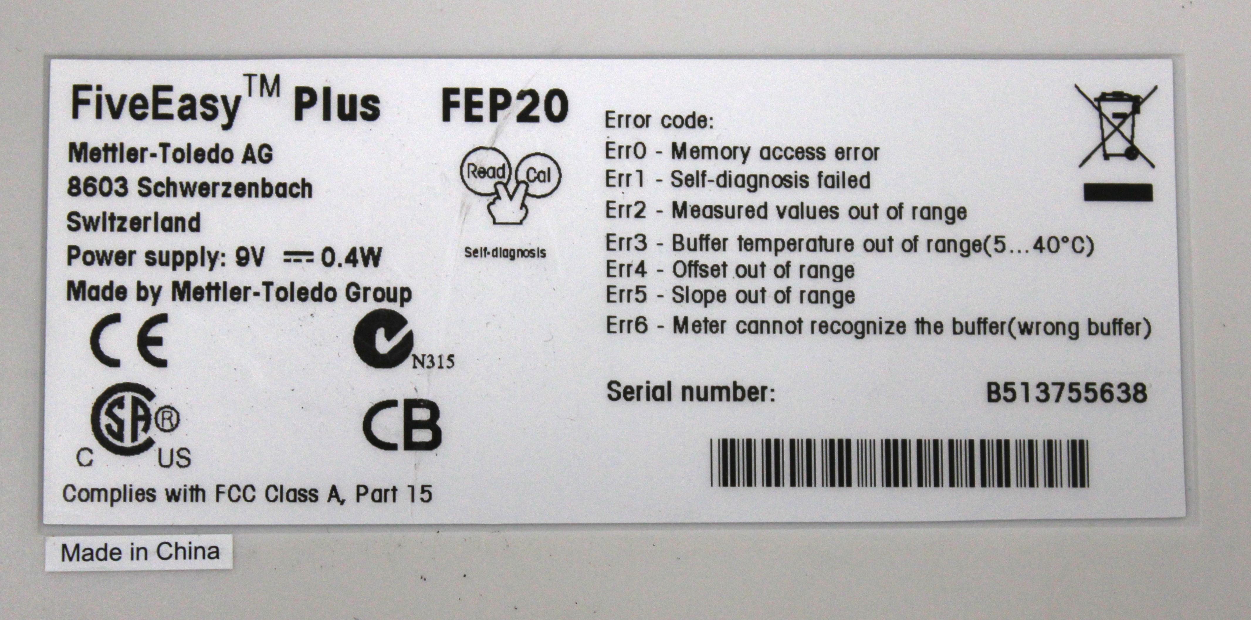 Mettler Toledo FiveEasy Plus FEP20 pH/mV Meter for Reliable Measurements