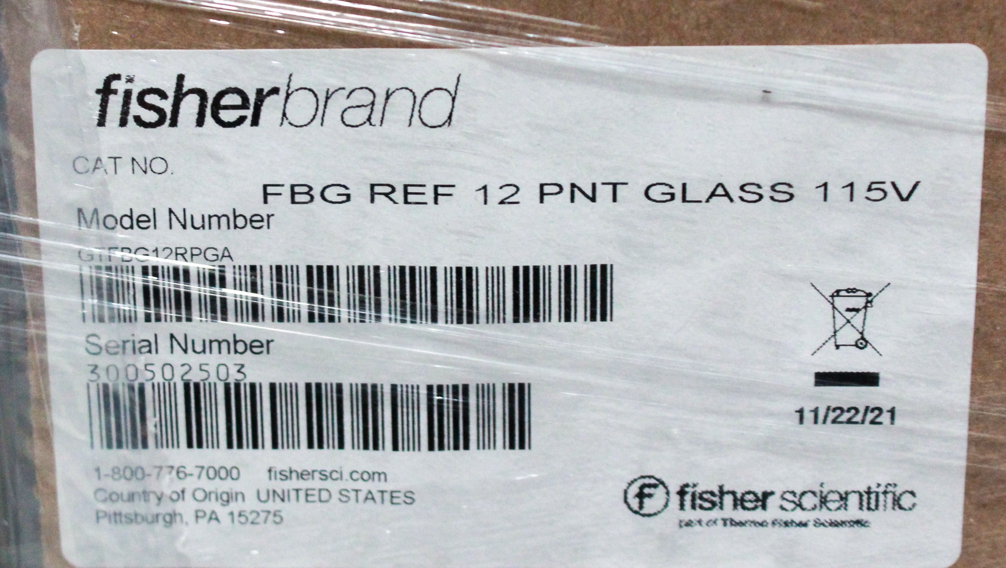 Fisher GTFBG12RPGA Refrigerator Lab 12 cu. ft. 2C-10C Quiet Alarms LED