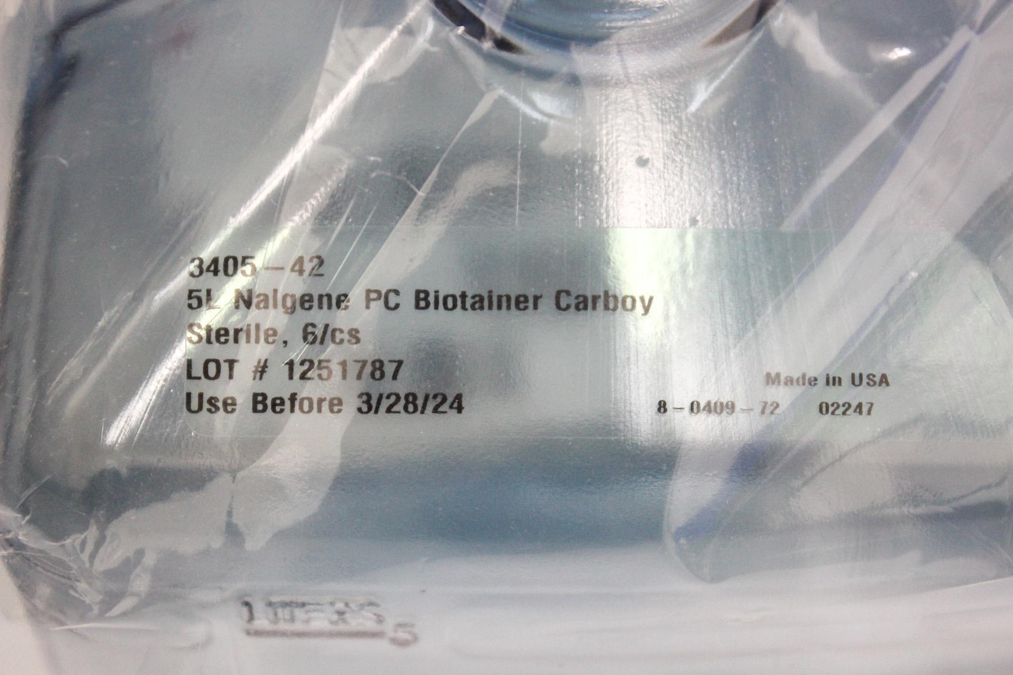 Thermo 3405-42 Biotainer Carboy 5L Pharmaceutical PC for -100C to 100C Use