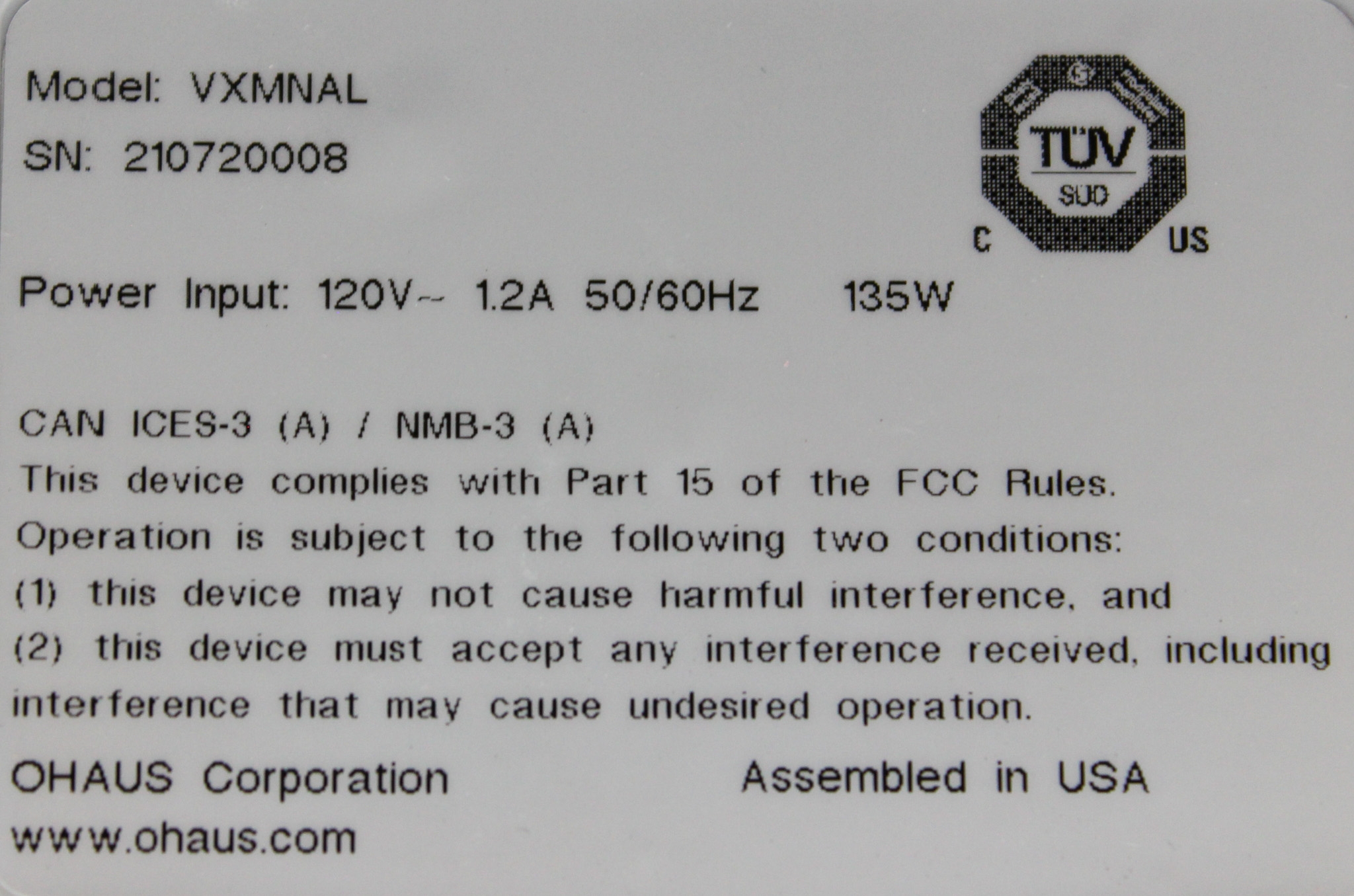 Ohaus VXMNAL Mixer Vortexer Compact 300-3200RPM Touch Operation Intermittent