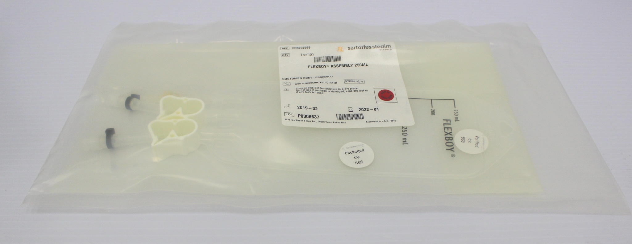 Sartorius Flexboy FBS250LU BioProcessing Bag 250 mL 50 pcs Gamma Sterilized