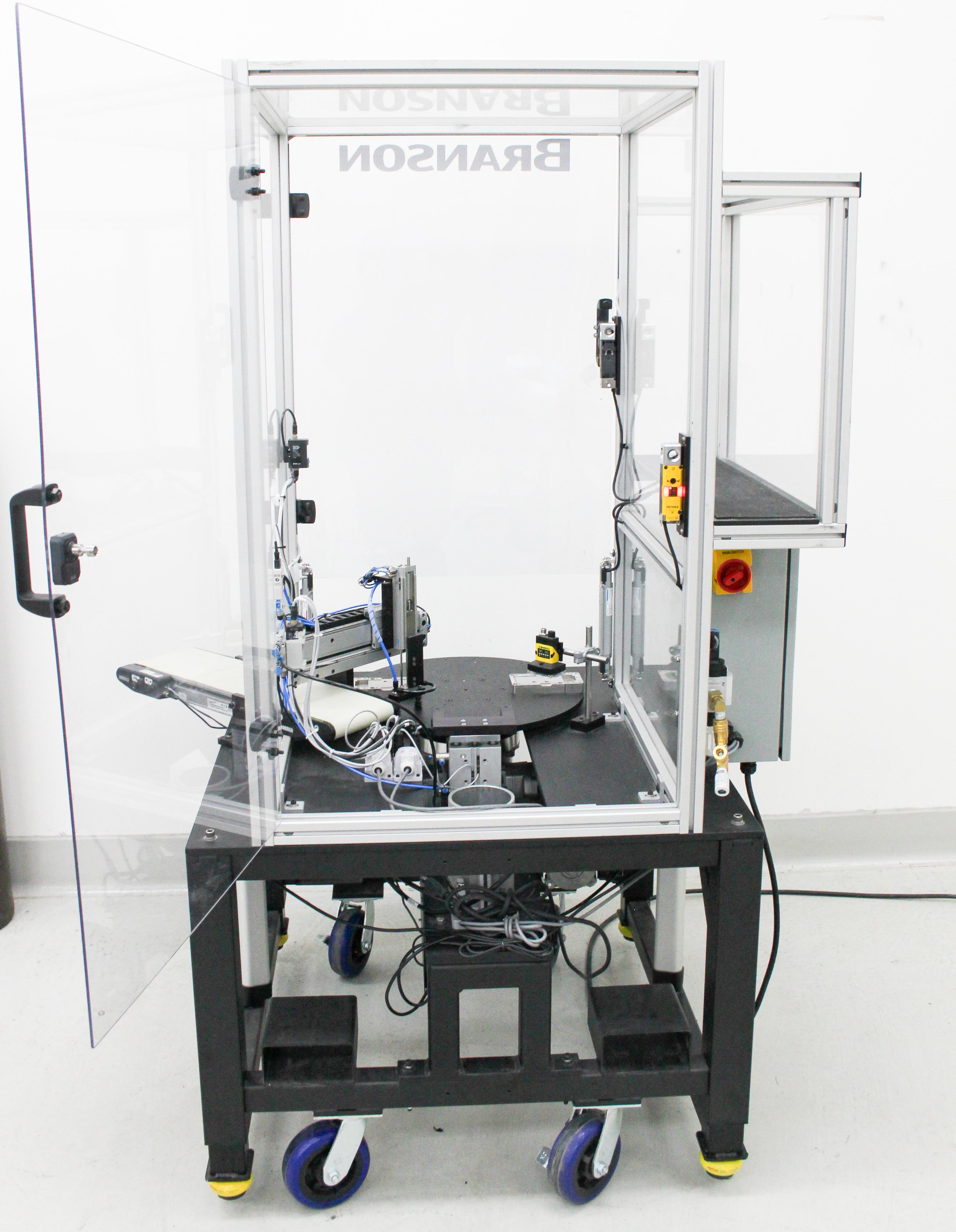 Branson 109-801-1466 Ultrasonic Welder Custom Housing with Conveyor Belt