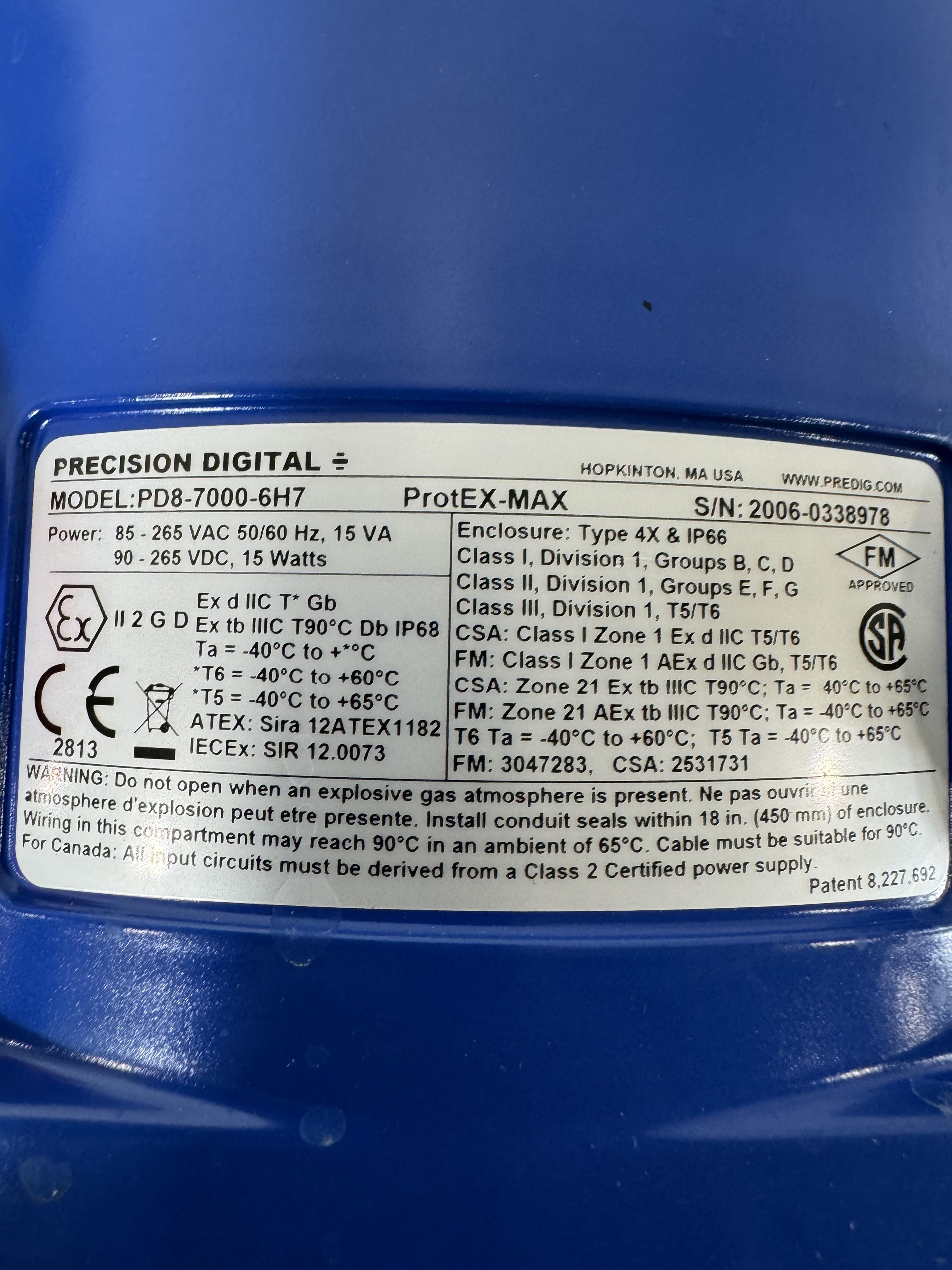 Precision PD8-7000-6H7 Temp Meter Explosion Proof Dual-Line Display IP68