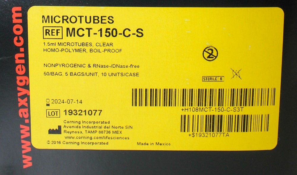 Axygen MCT-150-C-S Microtubes 1.5ml Clear Boil-Proof Homopolymer