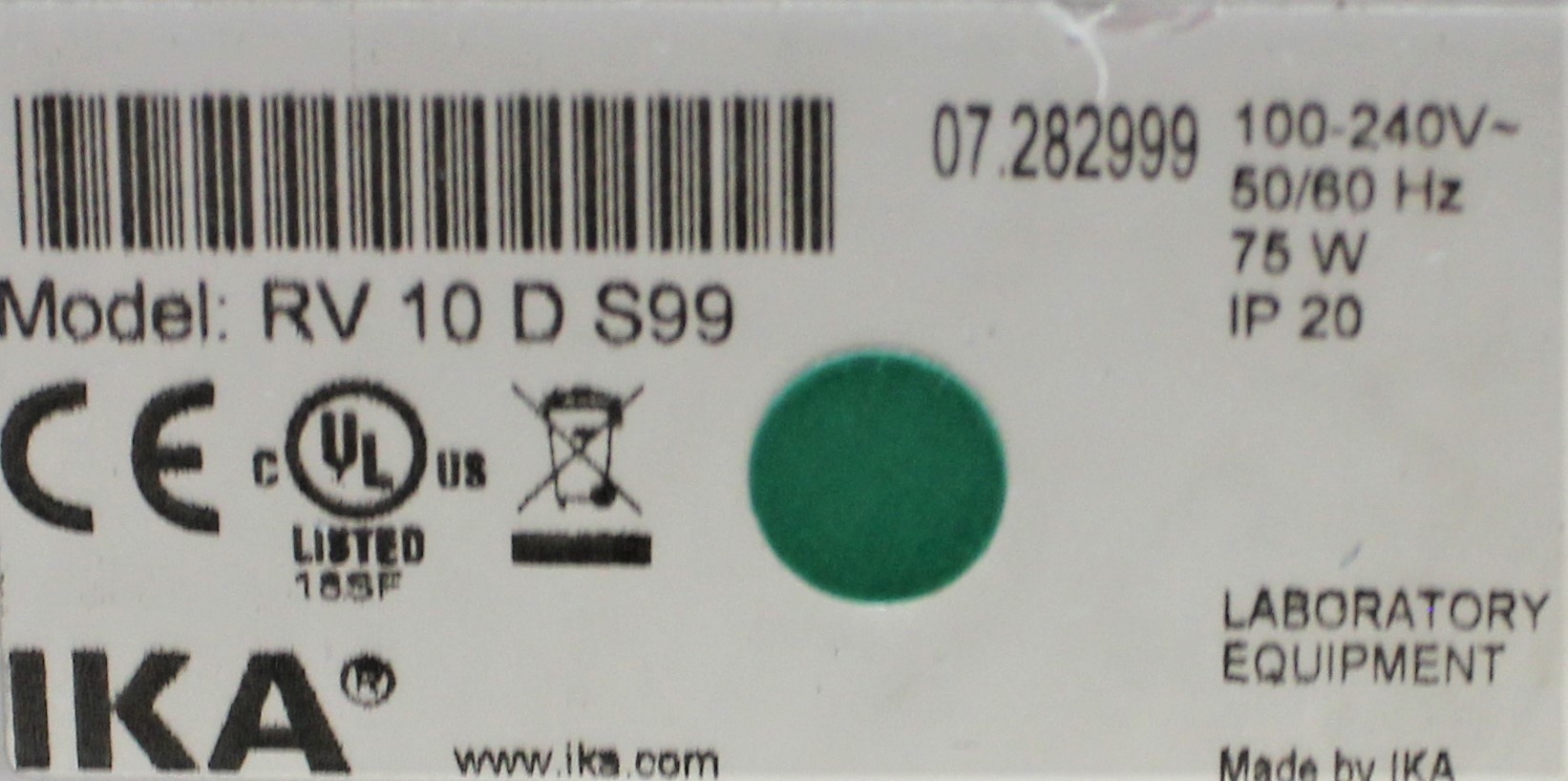 IKA RV 10 D S99 Rotary Evaporator, Motorized Lift, 20-280 RPM, 3L Capacity