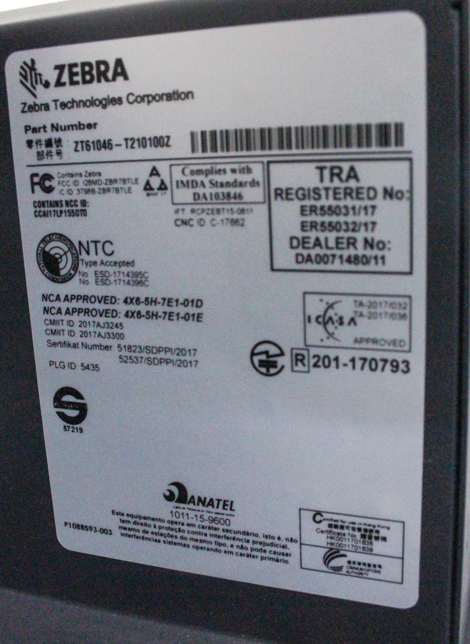 Zebra ZT610 Industrial Label Printer, High-Speed, RFID Ready