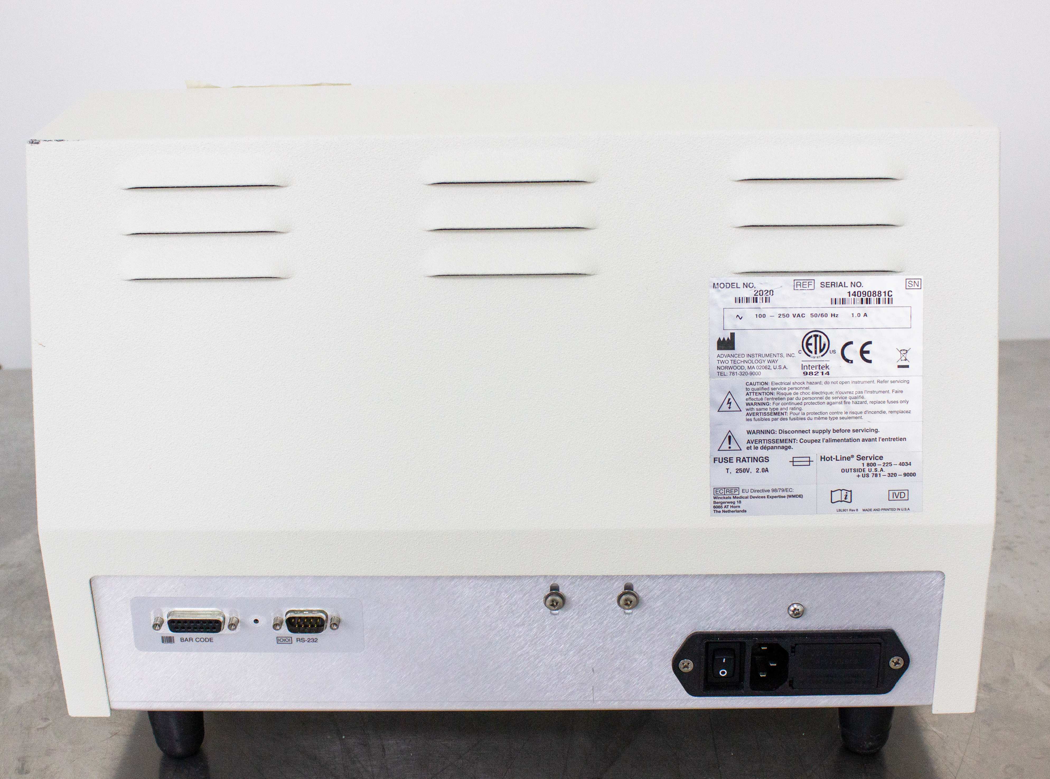 Advanced Instruments Model 2020 Osmometer 20 Sample Capacity 90s Test Time