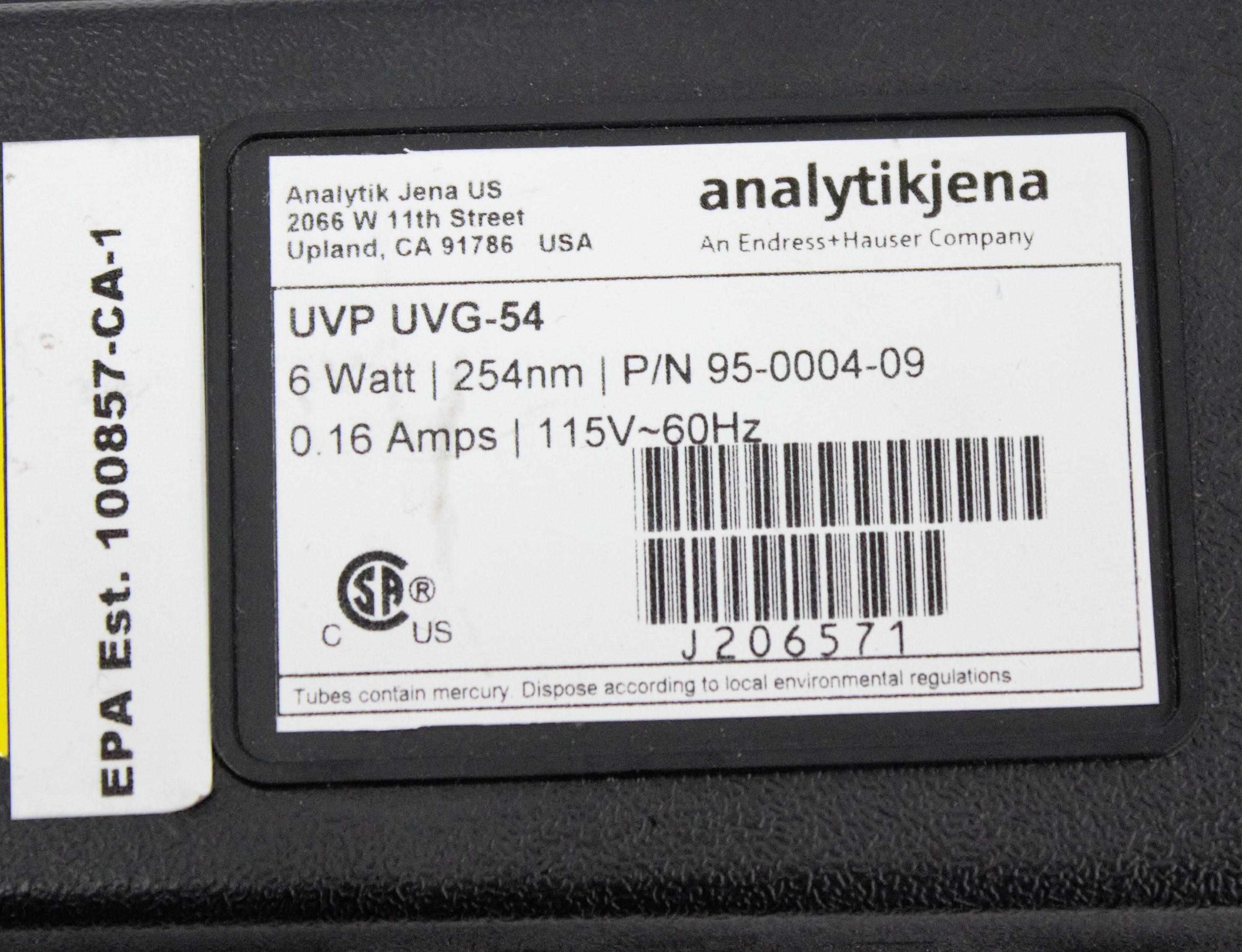 Analytik Jena UVG-54 Hood Lamp Portable Ultraviolet 120V 60Hz USA
