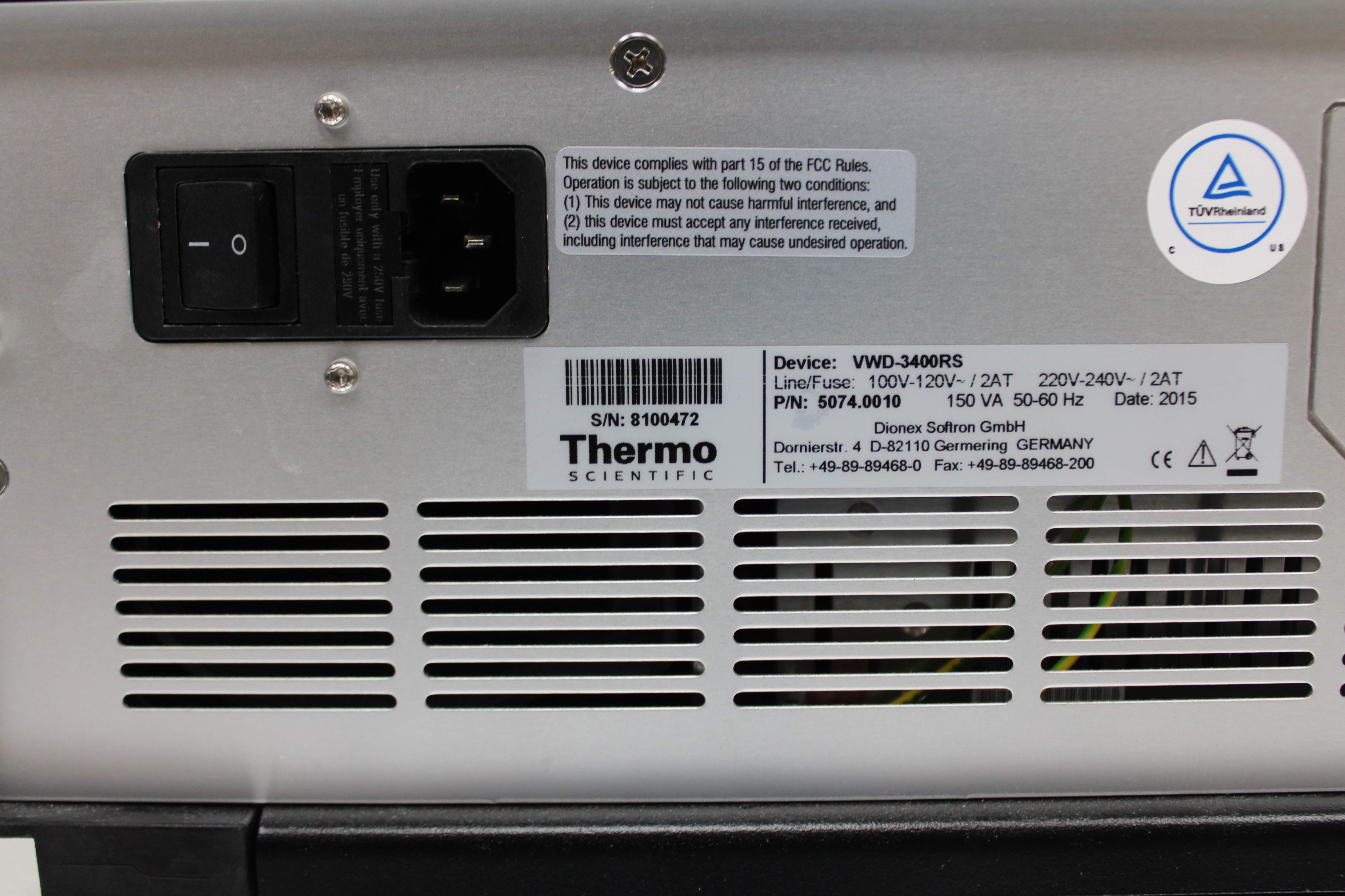 Thermo Dionex UltiMate VWD-3400RS Detector HPLC Chromatography 200Hz 4-Channel