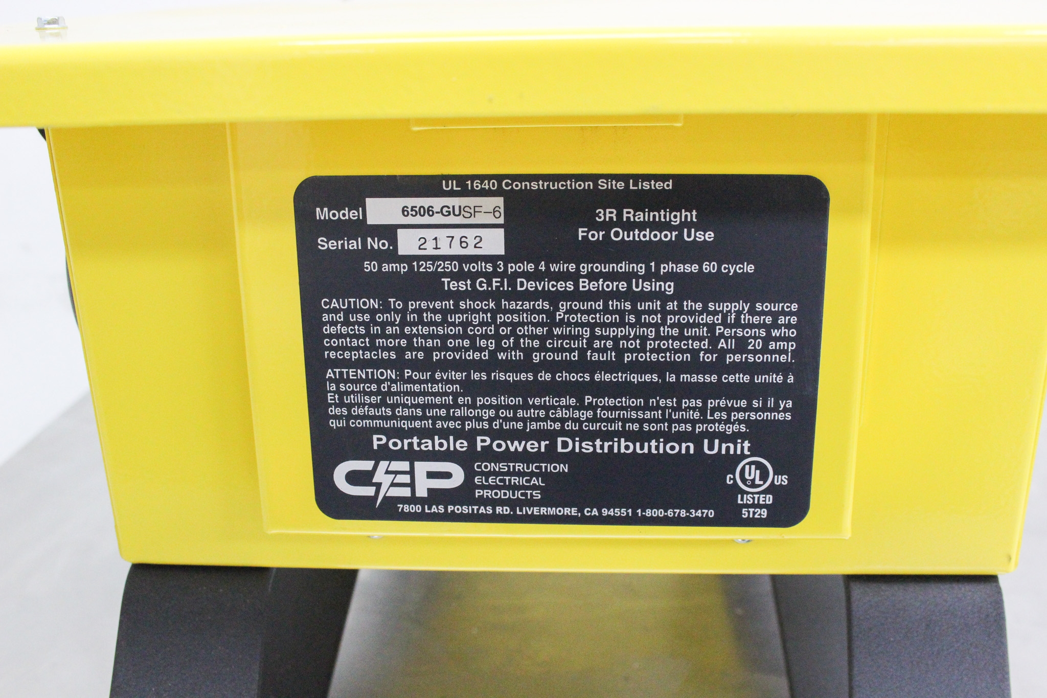 CEP 6506-GU Power Distribution Unit GFCI 50A 125/250V Outdoor Use