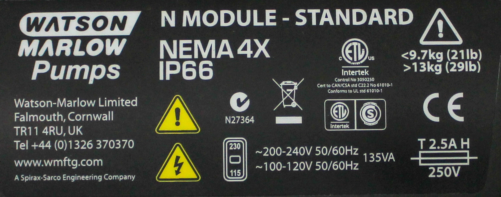 Watson Marlow 530UN/R2 IP66 Peristaltic Pump 0.004mL-56usgph Flow Rate Control