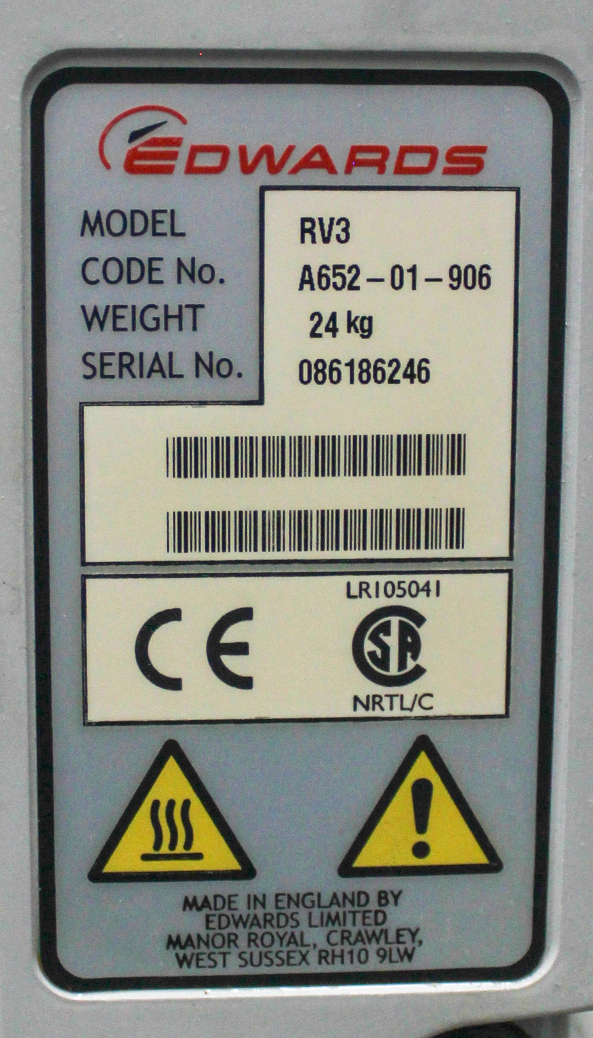 Edwards RV3 Vacuum Pump 2.6 ft3min Quiet High Throughput Vapor Handling