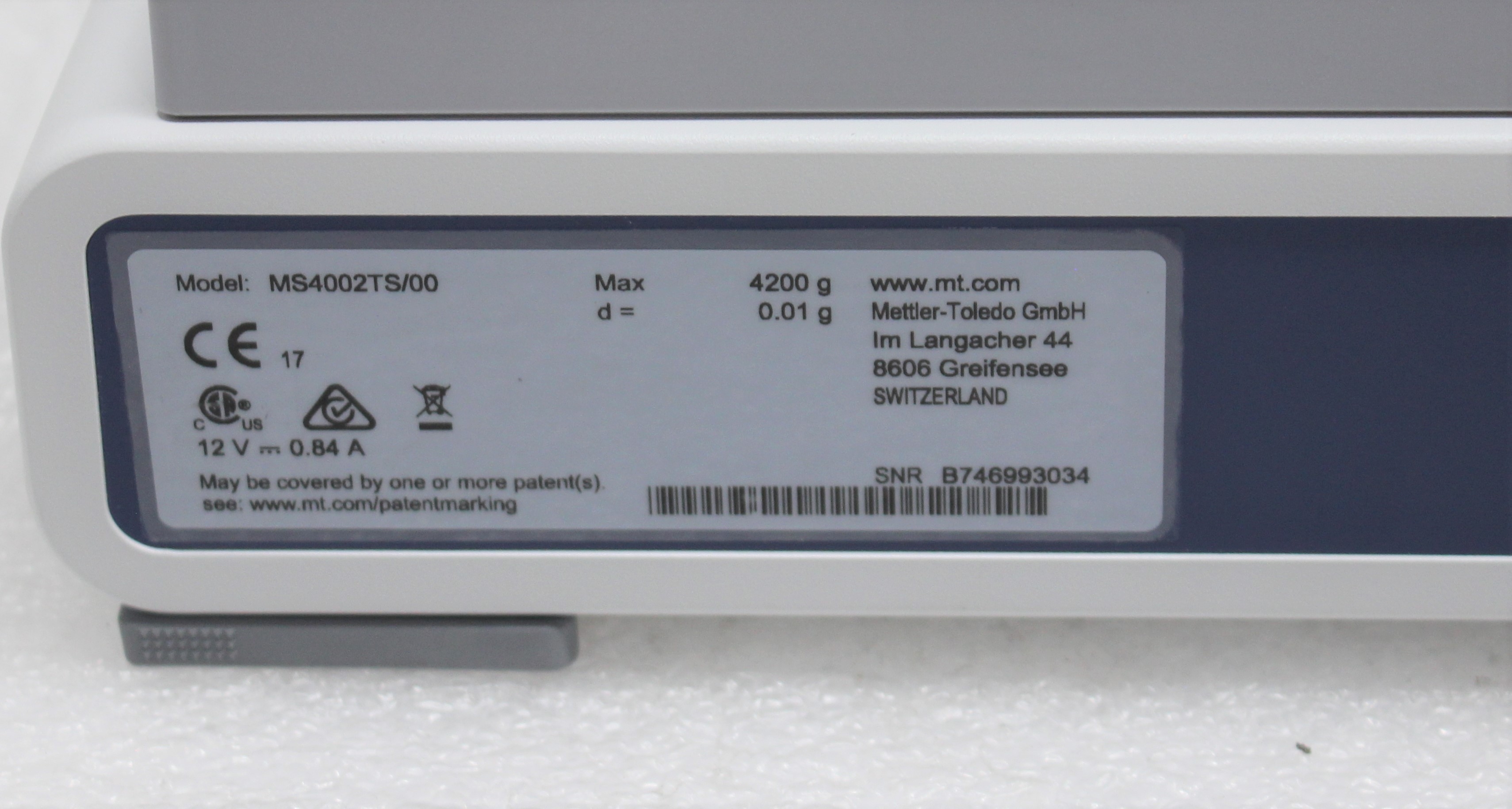 Mettler Toledo MS4002TS Precision Balance with Touchscreen 4200g Capacity