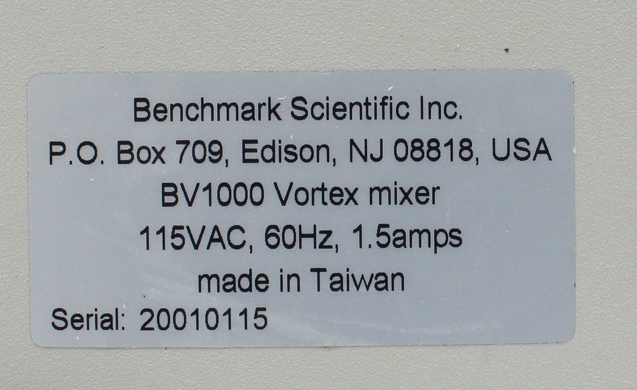 Benchmark BV1000 Vortex Mixer Instant Vortexing 200-3200 RPM Used