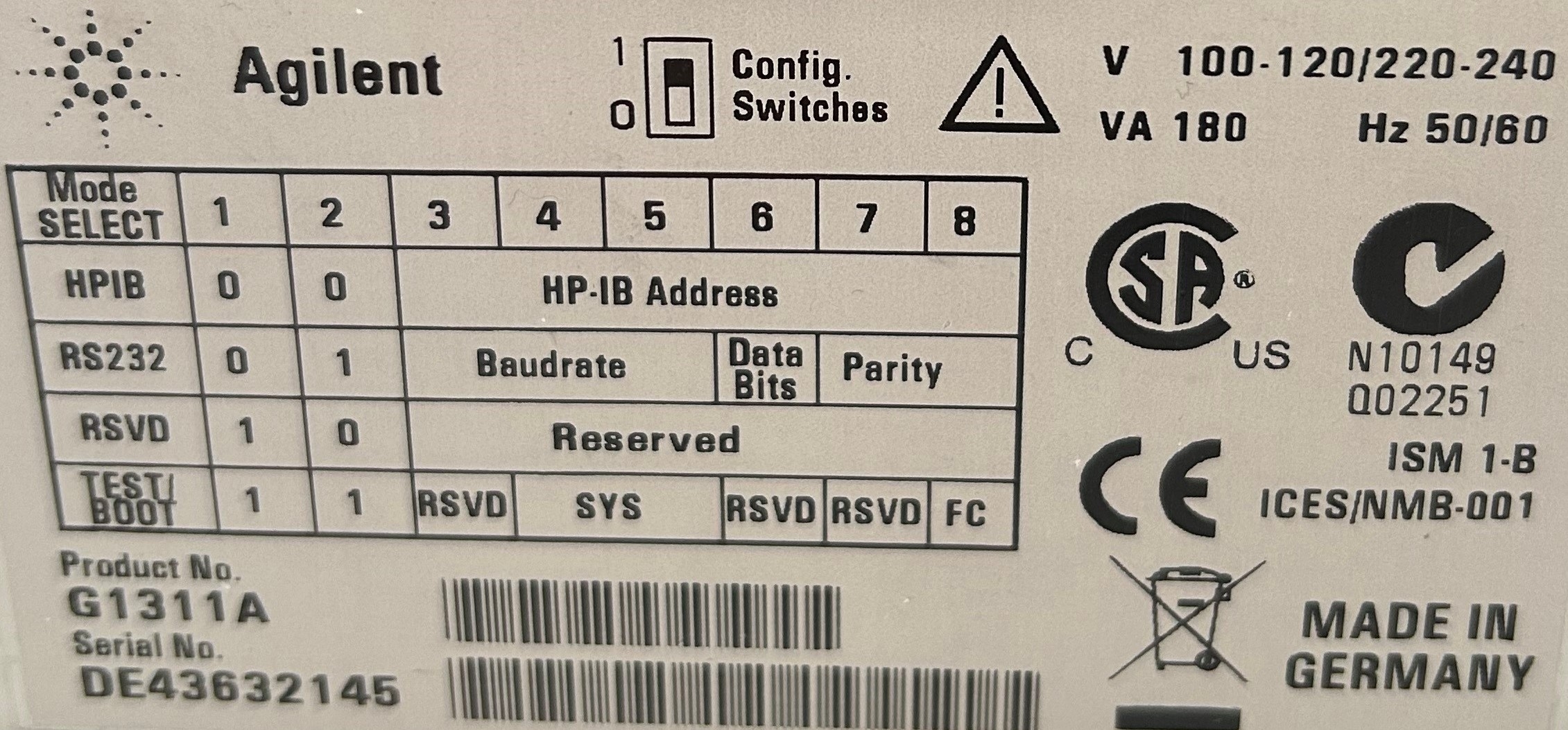 Agilent G1379A Vacuum Degasser HPLC System Functional Used 1100 Series 220V