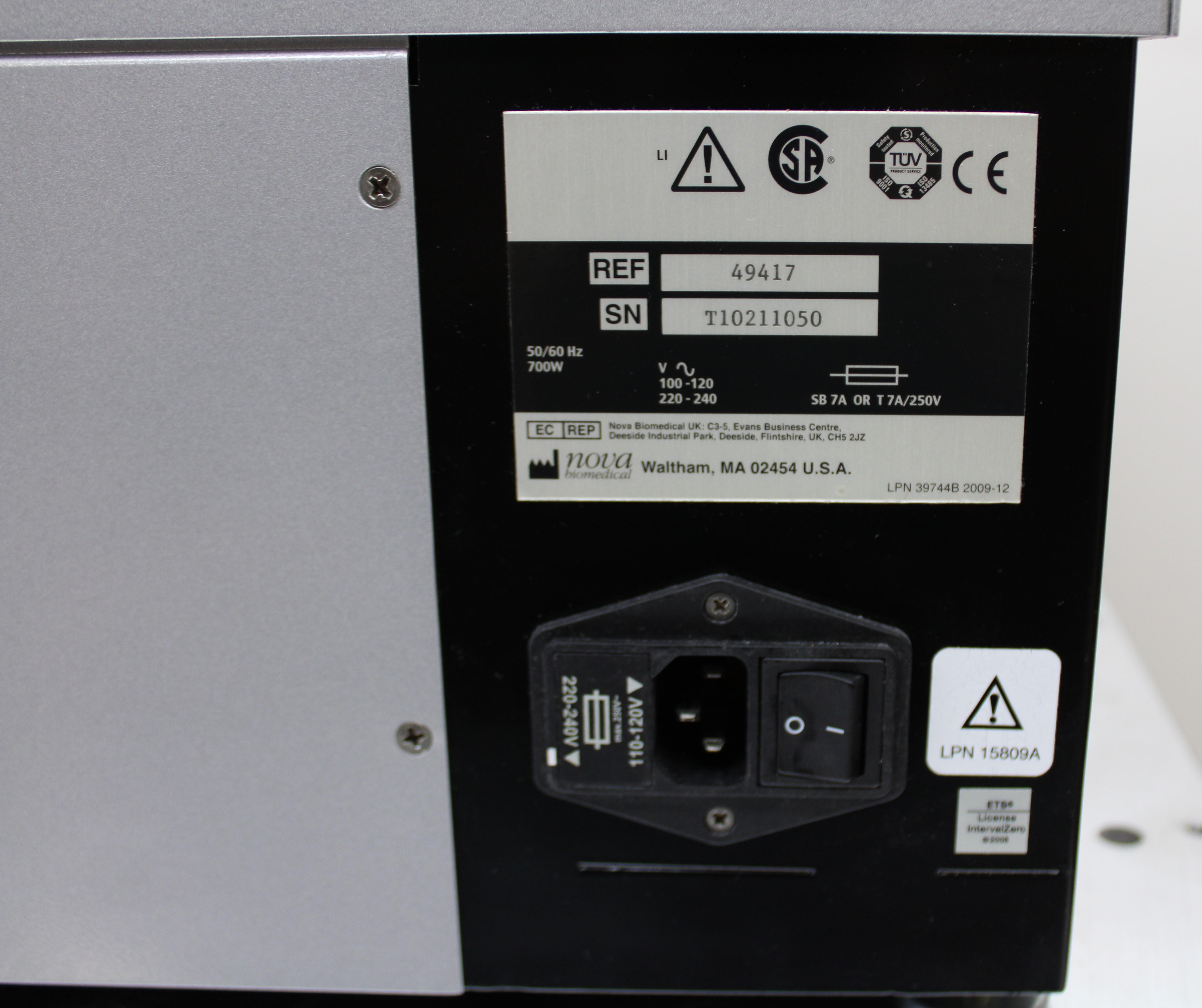 Nova Biomedical BioProfile Flex Cell Analyzer 15 Key Attributes Used