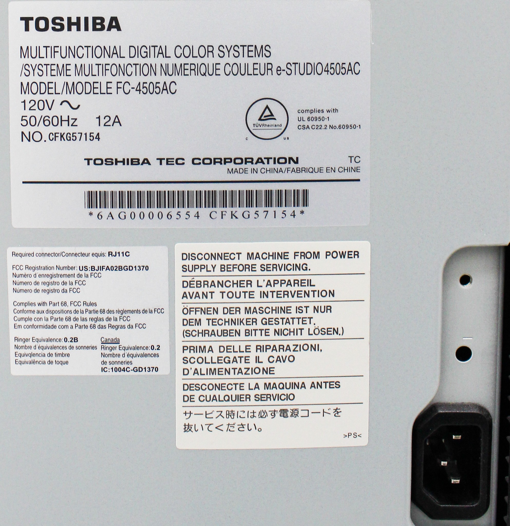 Toshiba FC-4505AC Multifunction Printer Color Laser 50 PPM High-Resolution