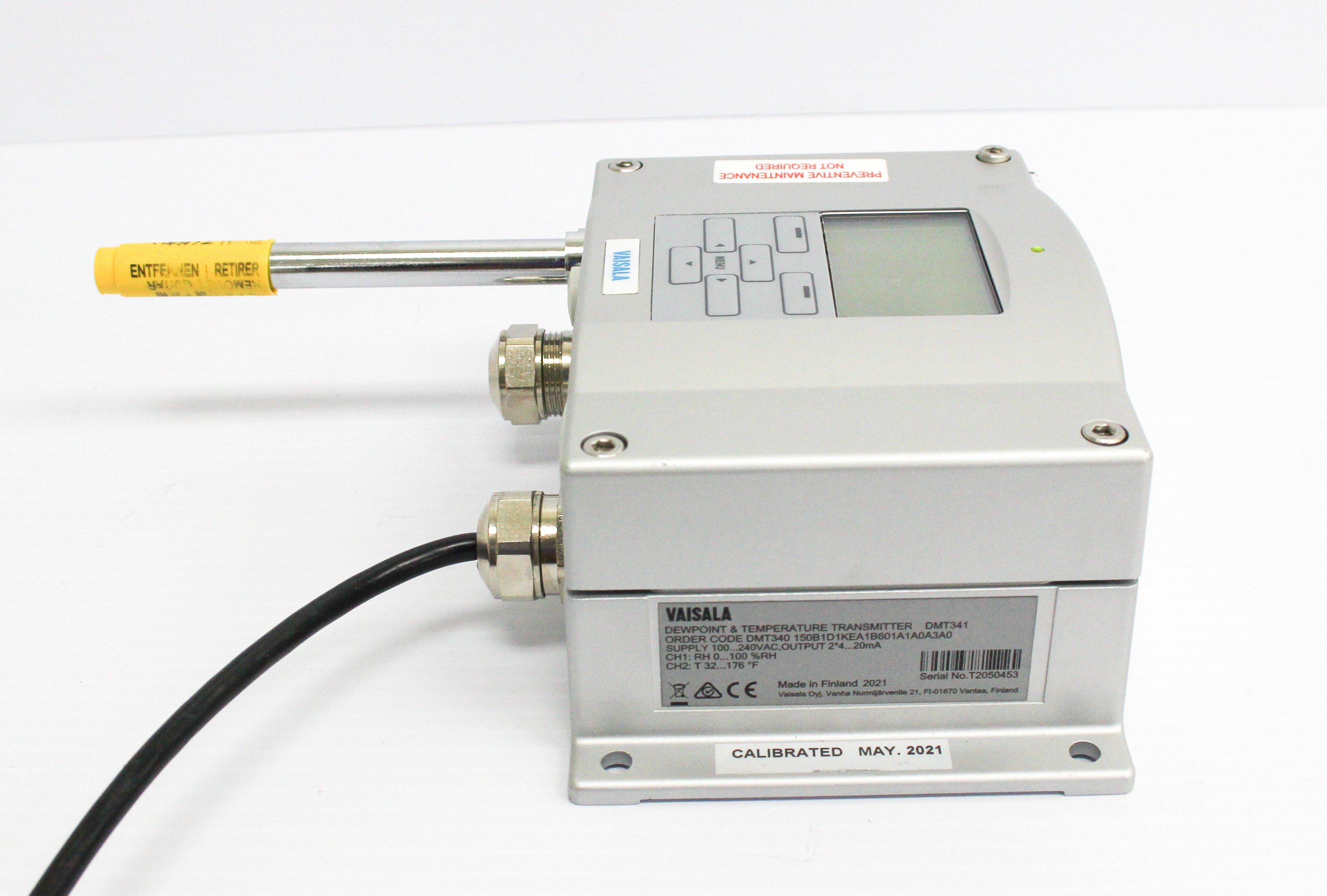 Vaisala DMT341 Dewpoint Transmitter Wall-Mount -70 to 80C Auto-Calibration