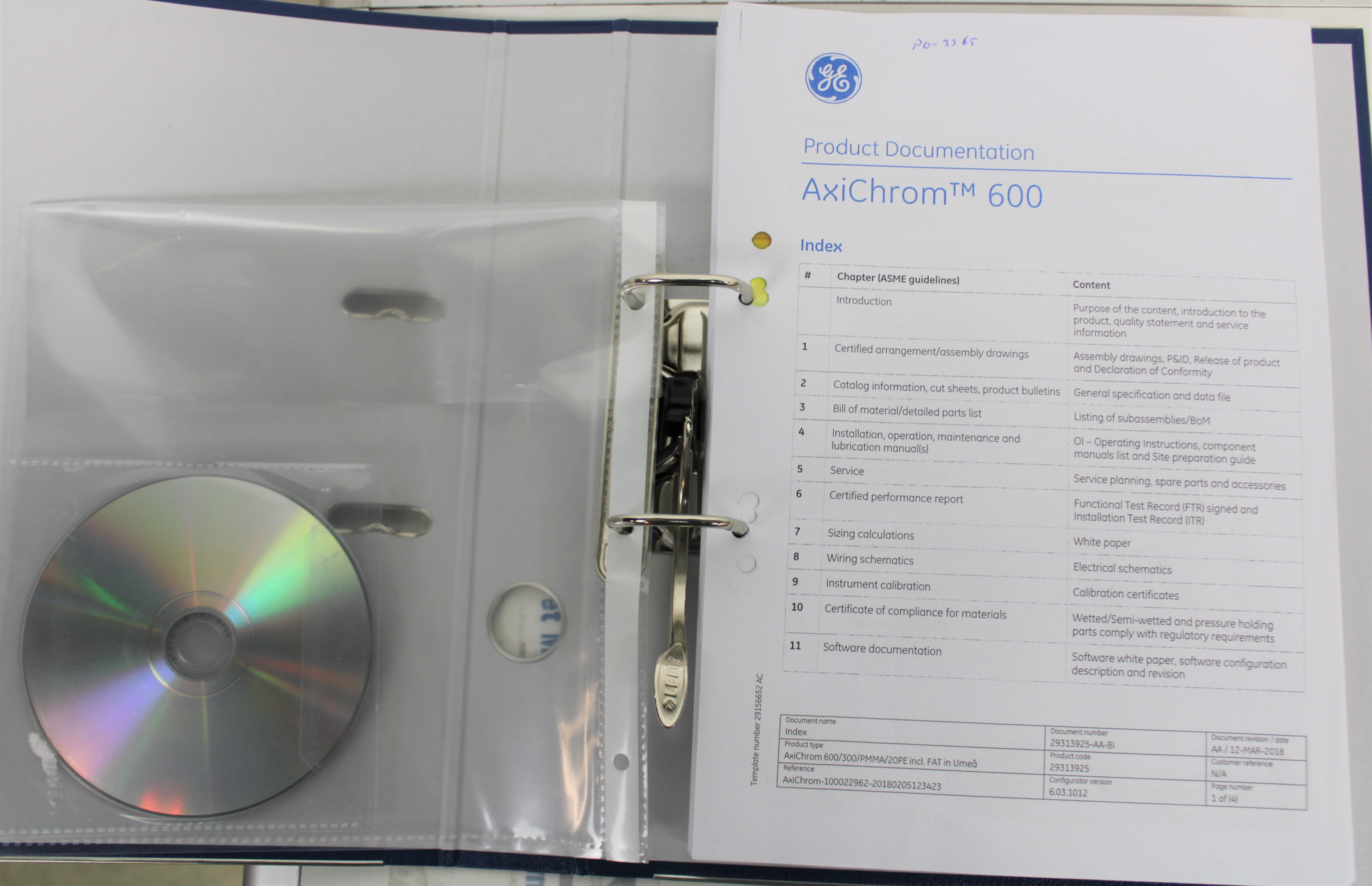 GE AxiChrom 600/300 Chromatography Column Separation Max 85L 86F Used