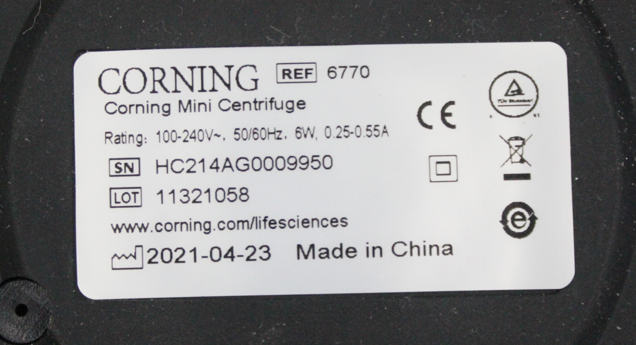 Corning Mini Centrifuge for Laboratory Benchtop Use, 6000-15000 RPM