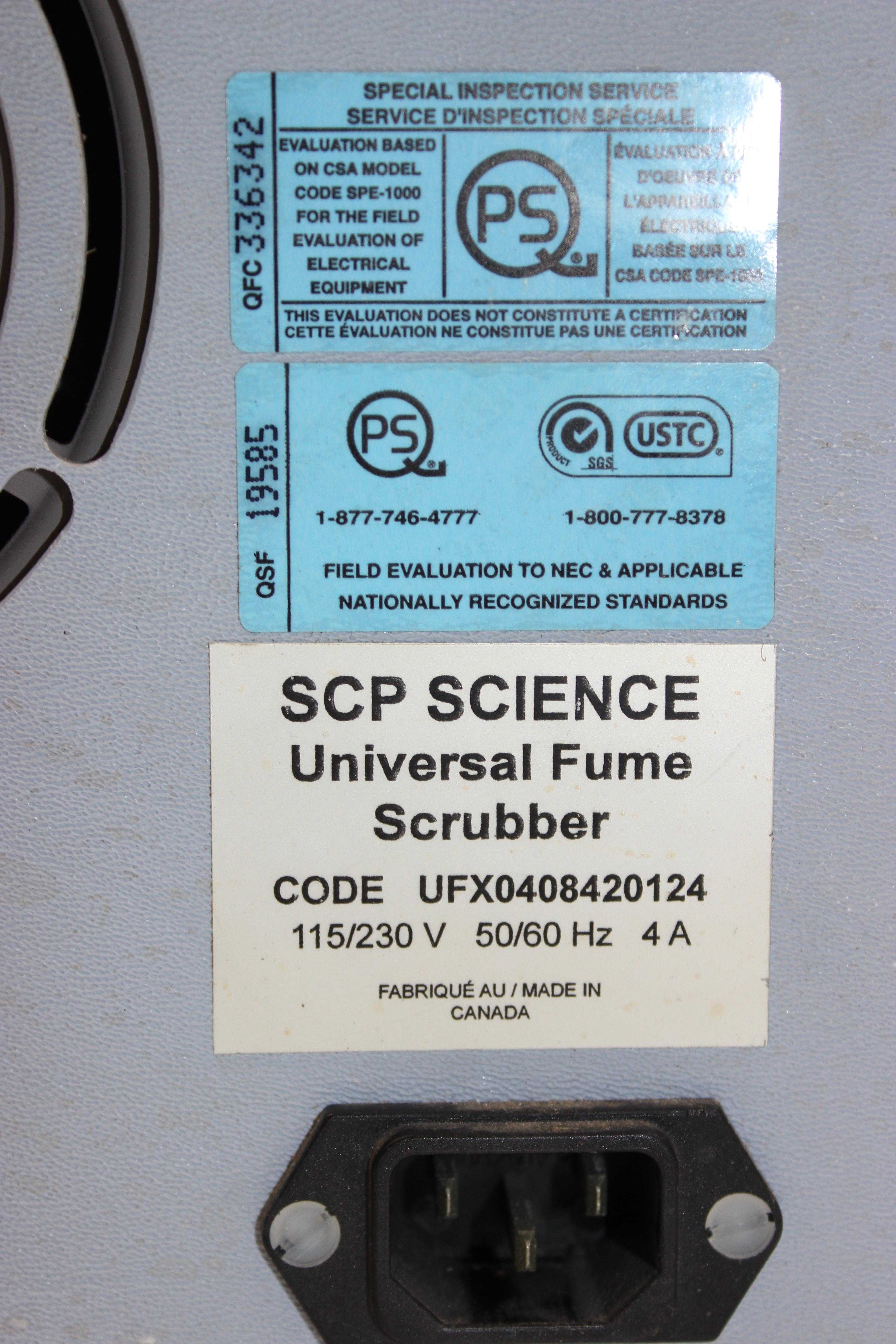 SCP Universal Fume Scrubber, Hood, Up to 98% Fume Reduction, Used, No Computer