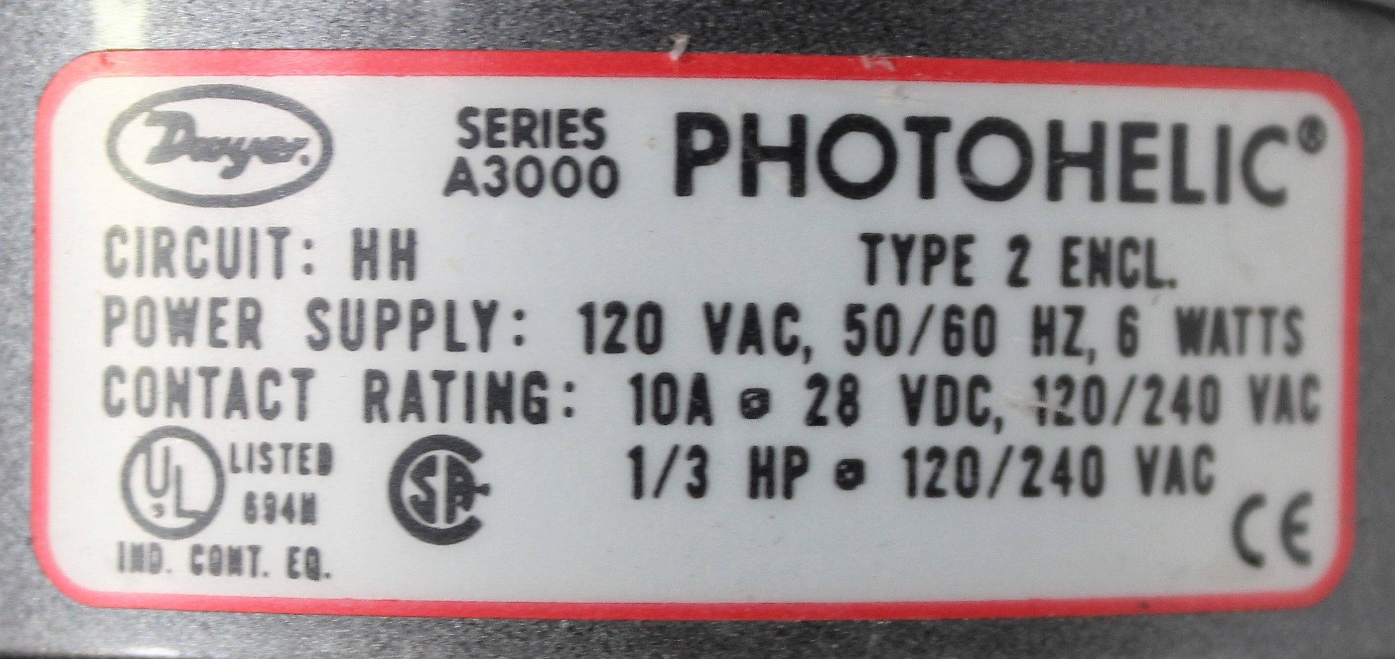 Dwyer A3000 Pressure Switch Salvage 25psi 4% Accuracy NPT Thread AS-IS