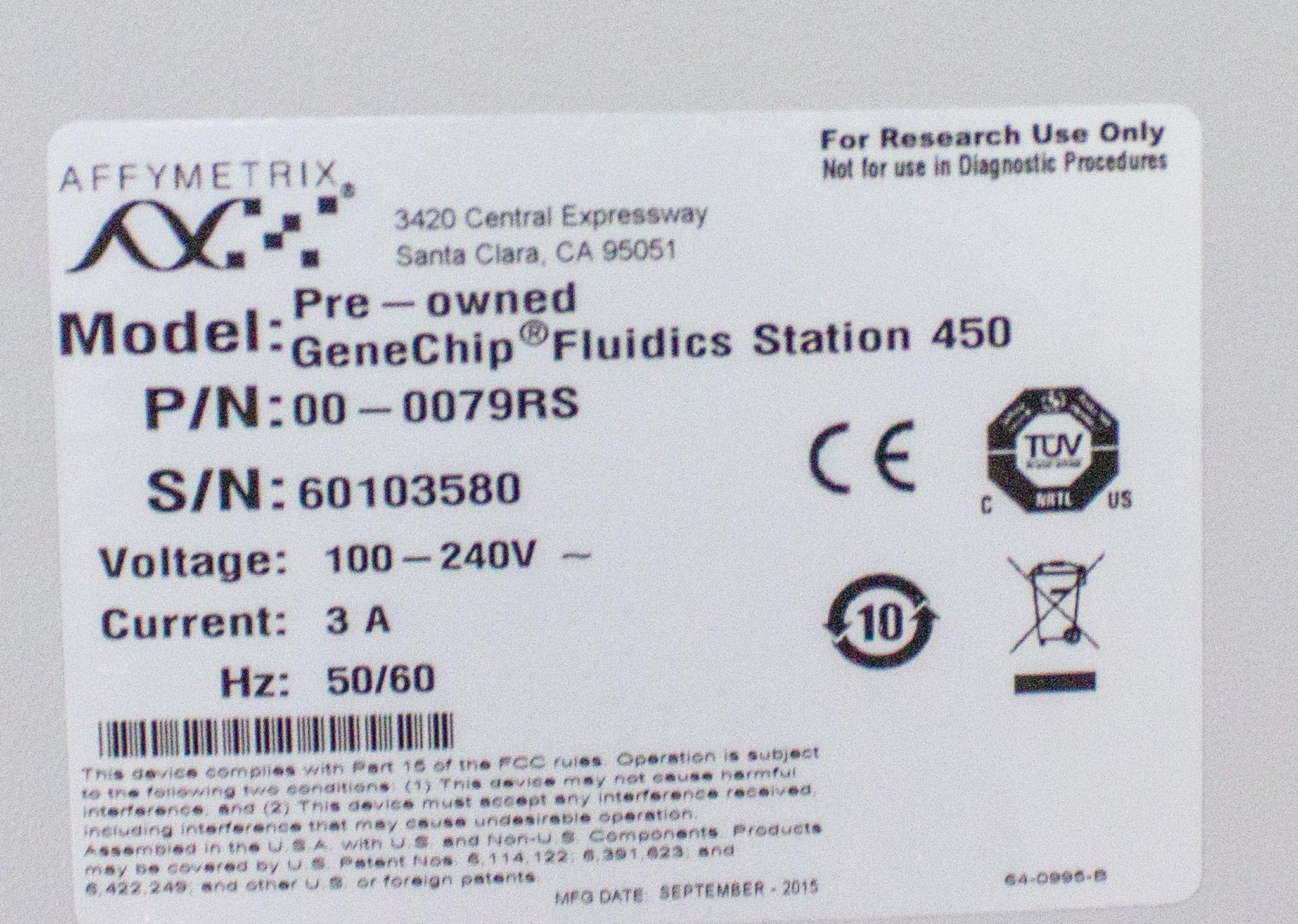 Affymetrix GeneChip Fluidics Station 450 Molecular Biology Automated Handling