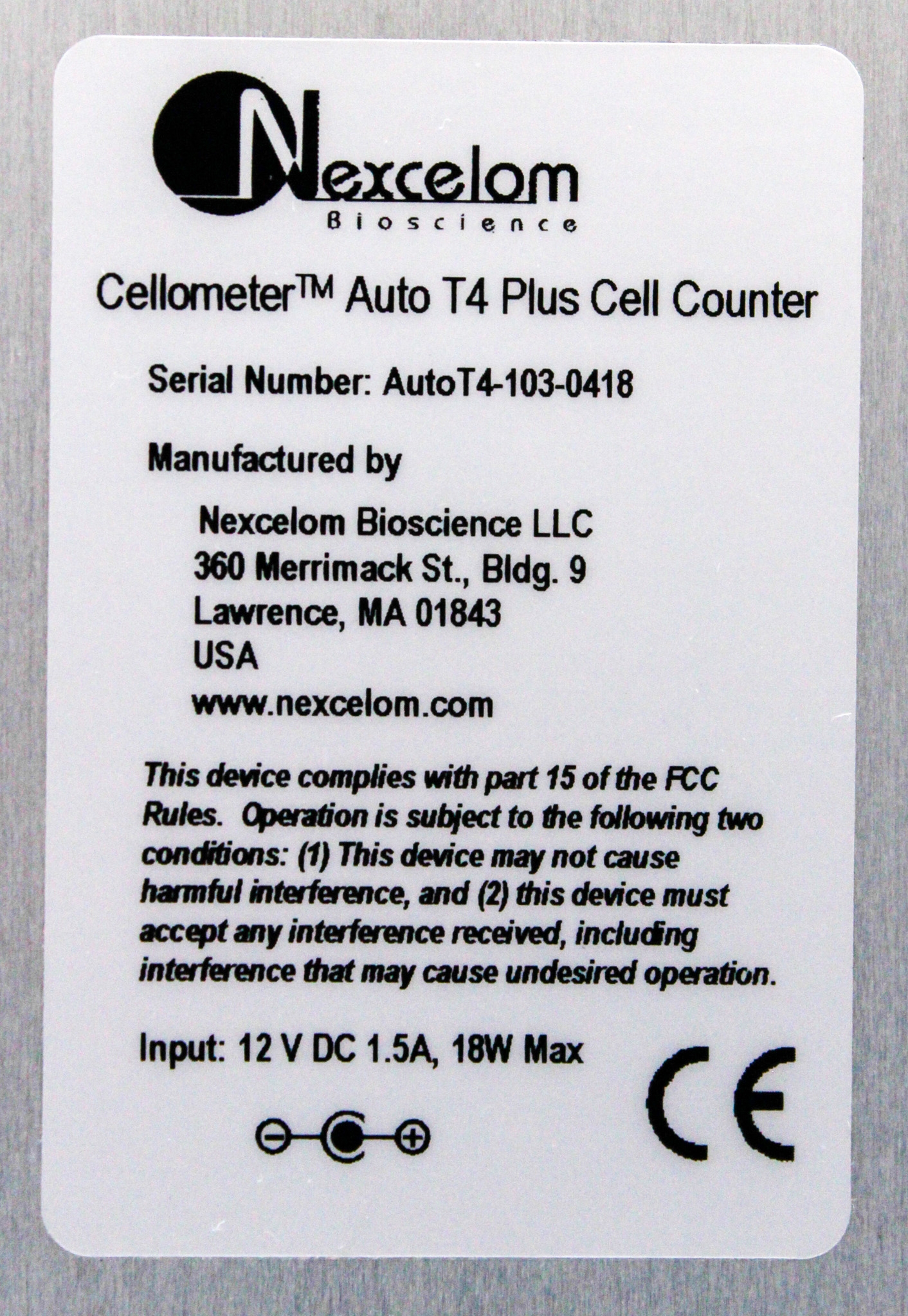 Nexcelom Cellometer Auto T4 Cell Counter for Clumpy Cell Analysis 105-107 Cells/ML
