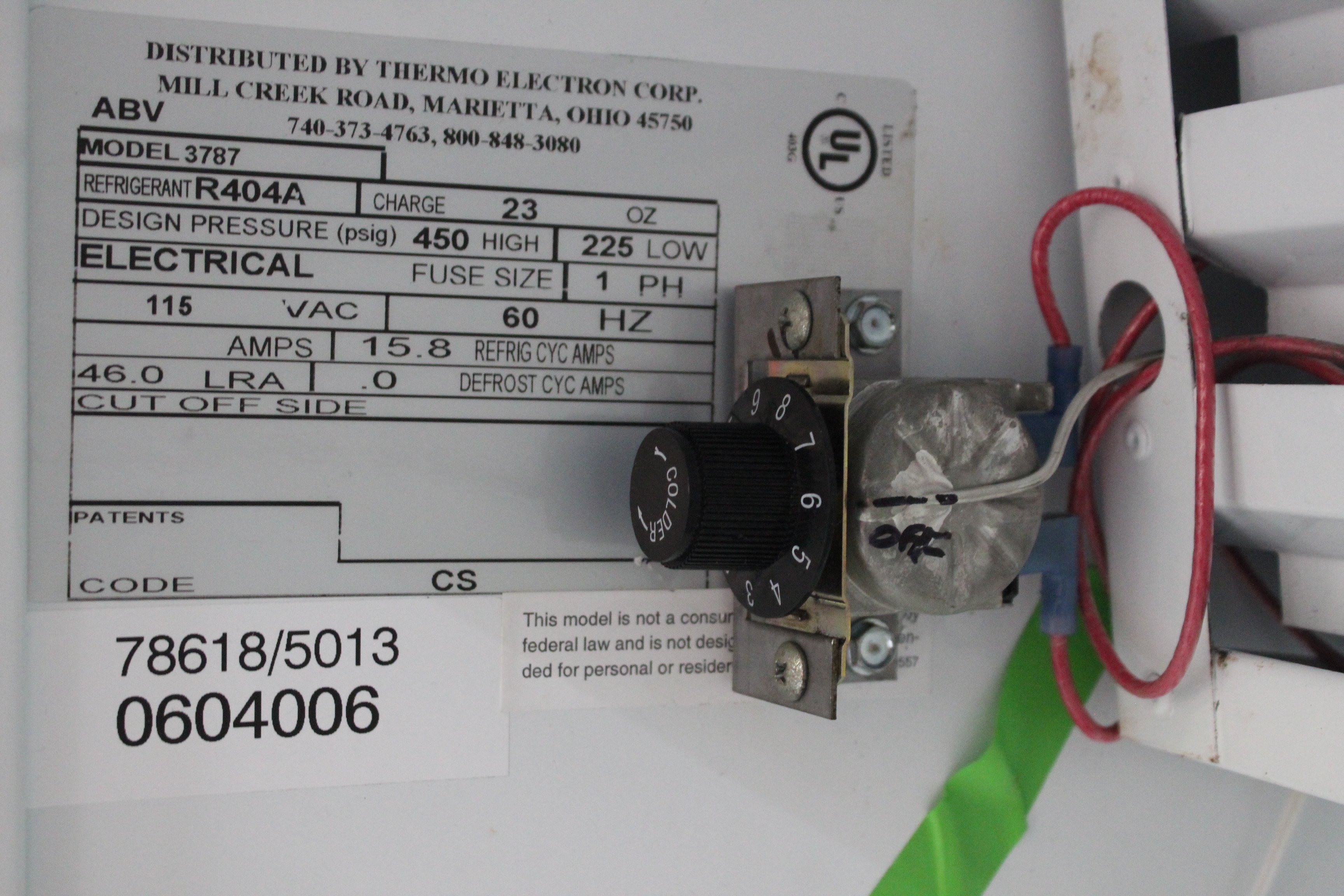Thermo 3787 Chromatography Refrigerator 84in H 1-13C Dual Pane Glass