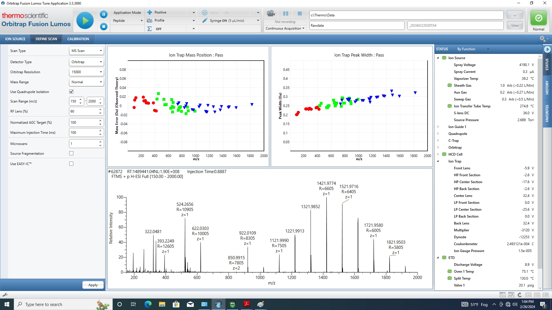 Thermo Orbitrap Fusion Lumos Mass Spec Tribrid High Sensitivity Detection