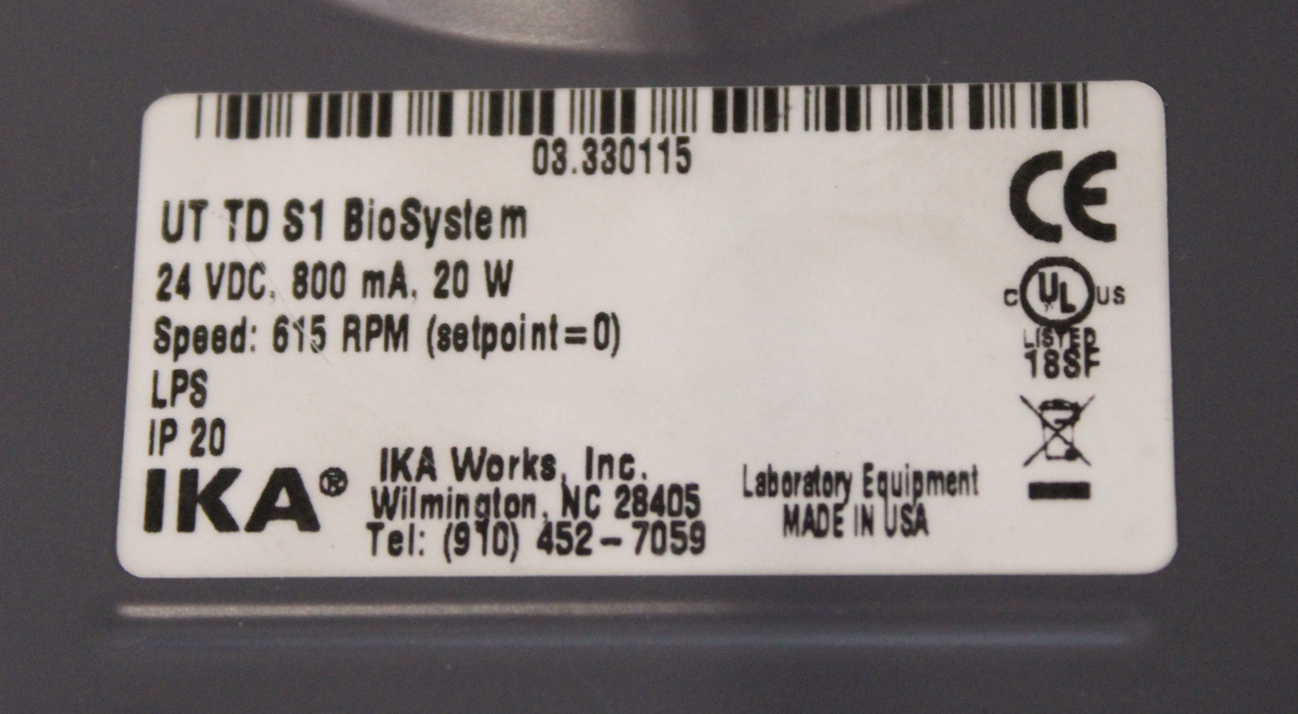 IKA Ultra Turrax Tube Drive Homogenizer Dispersing 300-6000RPM 15-50mL Used