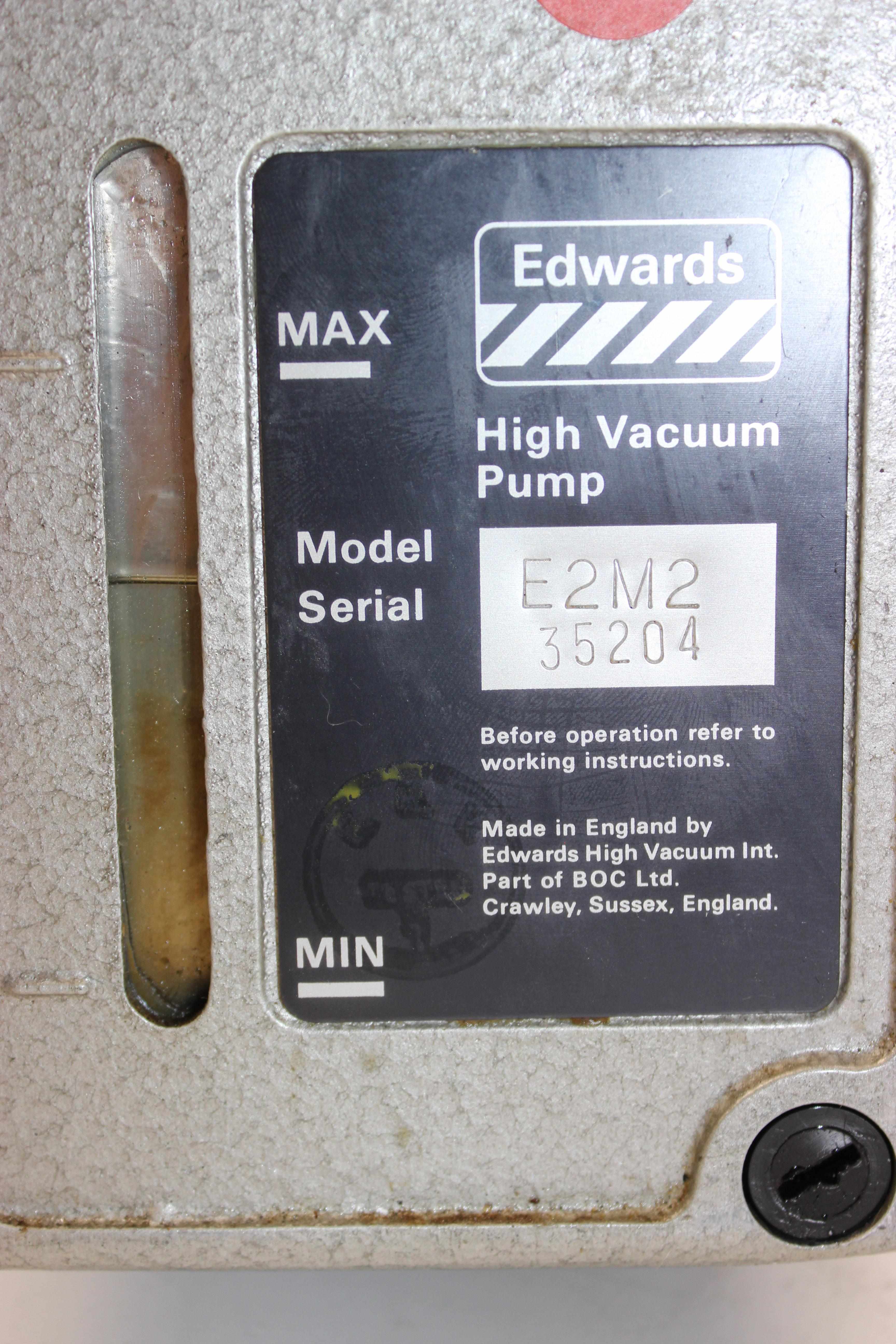 Edwards E2M2 Dual Stage Mechanical Vacuum Pump Needs Repair 30M Torr