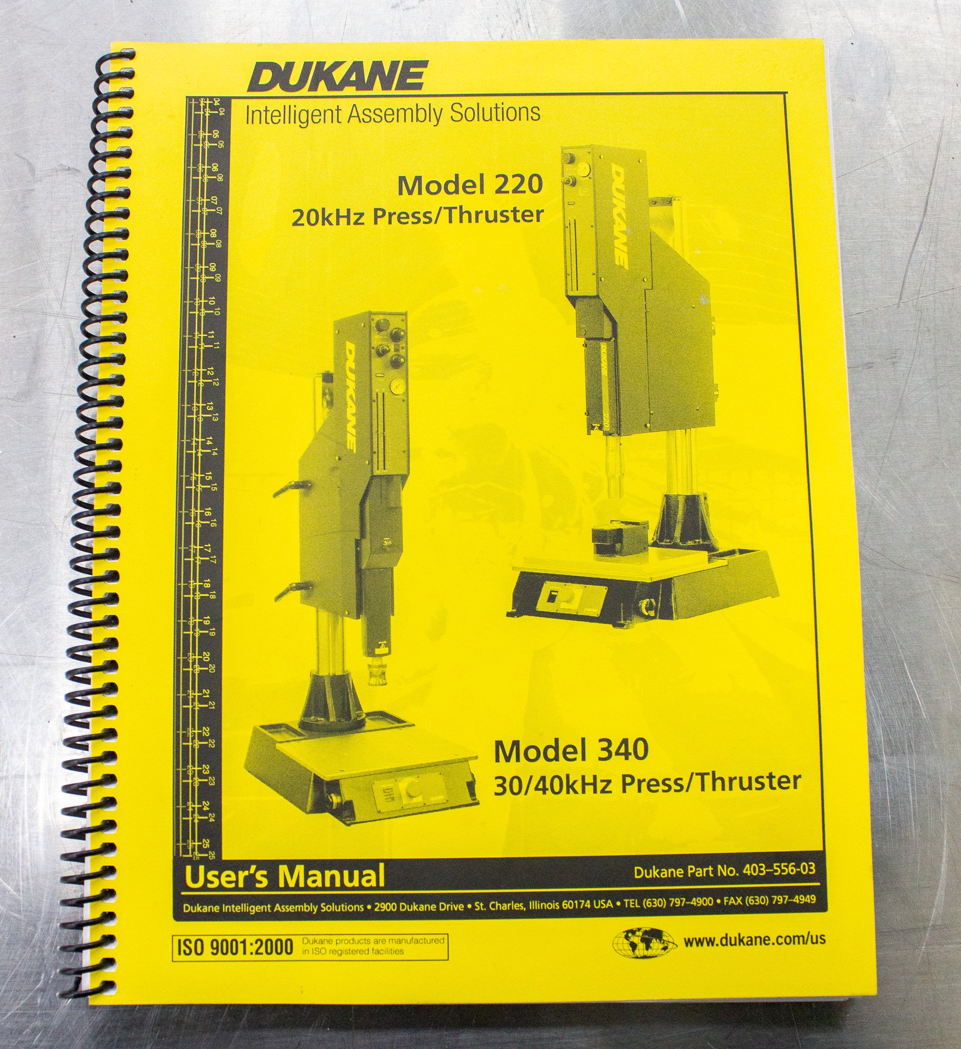 Dukane 340 Press Thruster Ultrasonic Welder Precision Dual Pressure System