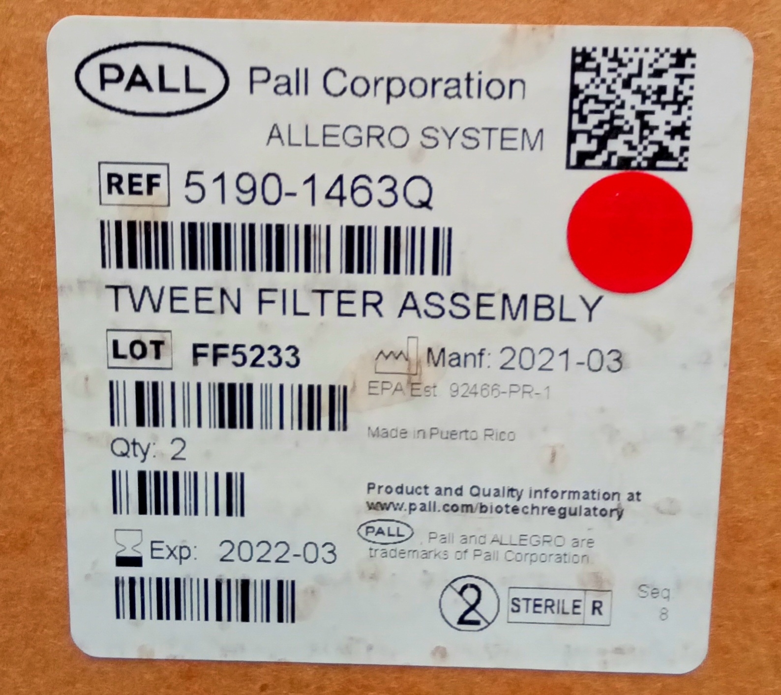 Pall Tween Filter Assembly Allegro System | Filtration Setup | 12 Units