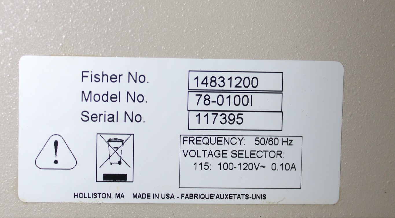 Fisher 78-0100l Syringe Infusion Pump Single 519 mL/Hr Backlit LCD