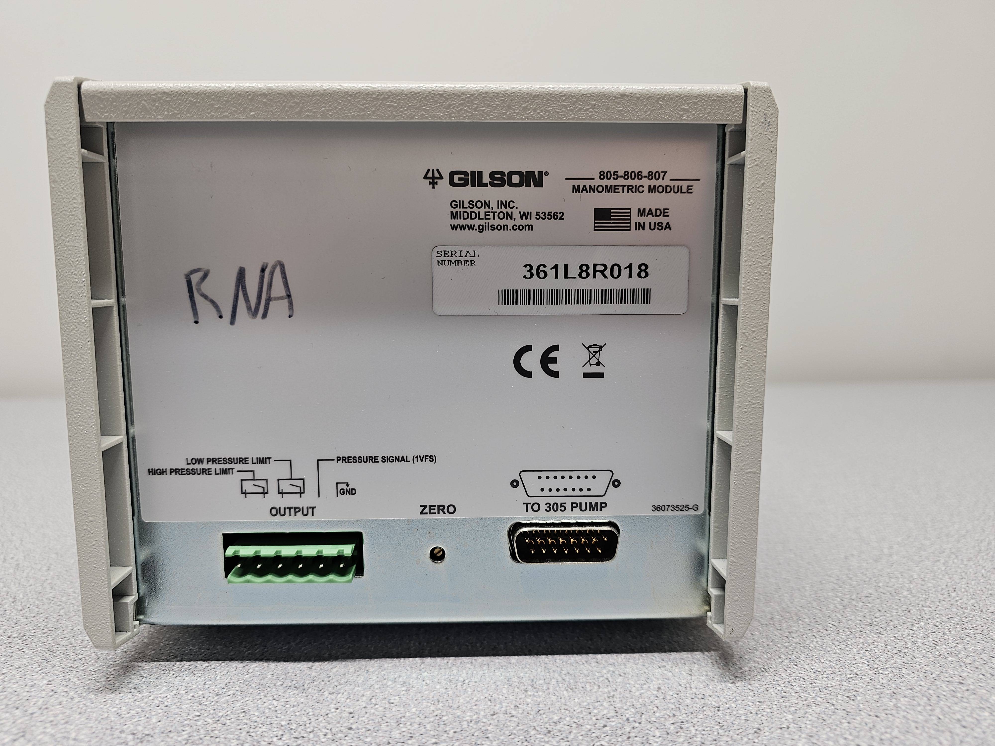 Gilson 806 Manometric Module HPLC, 0-50 mL/min, 4600 PSI, Used Condition