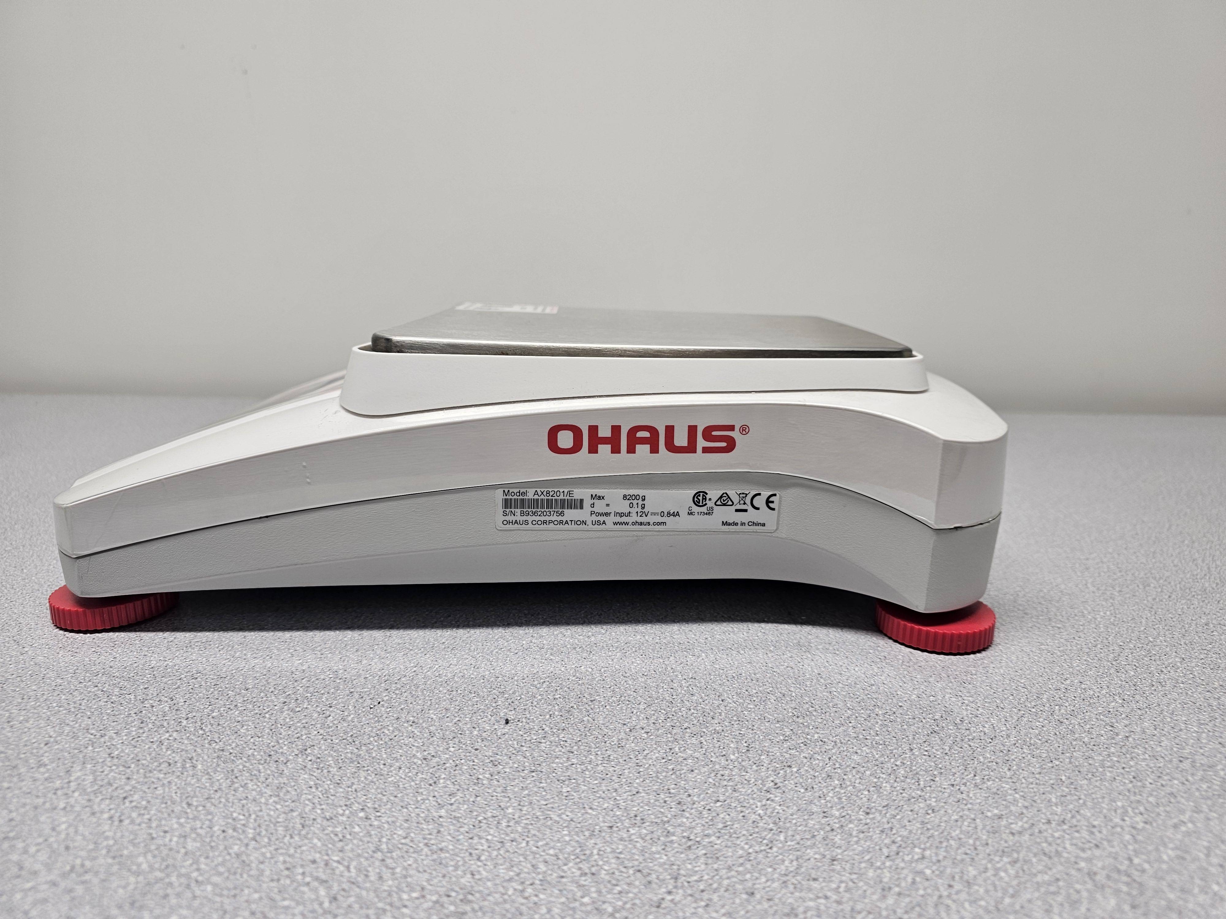 Ohaus AX8201/E Precision Balance 8200g/0.1g Color Touchscreen Data Transfer