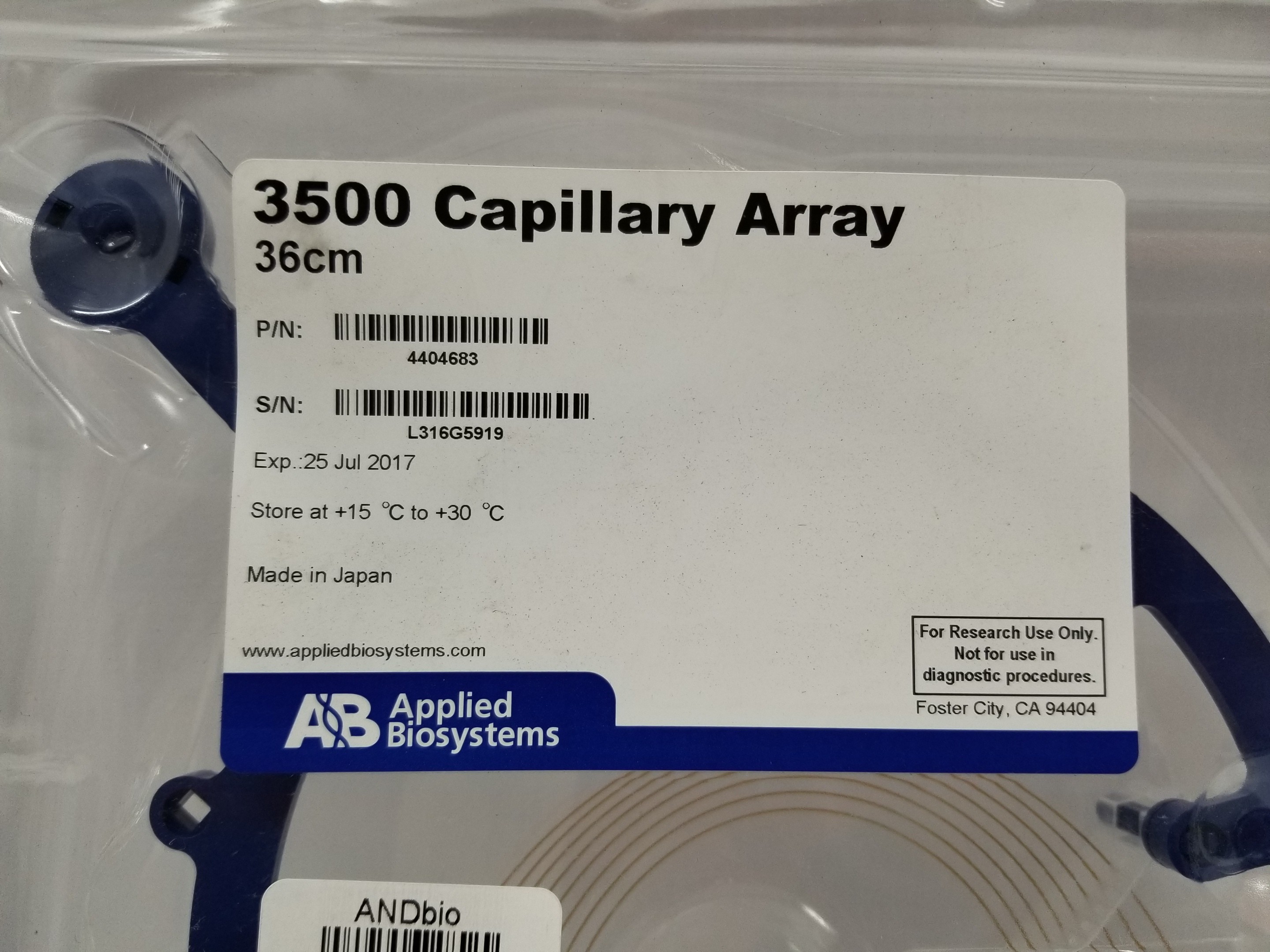 ABI 3500 8-Capillary Array HID Genetic Analyzer Electrophoresis Accessory