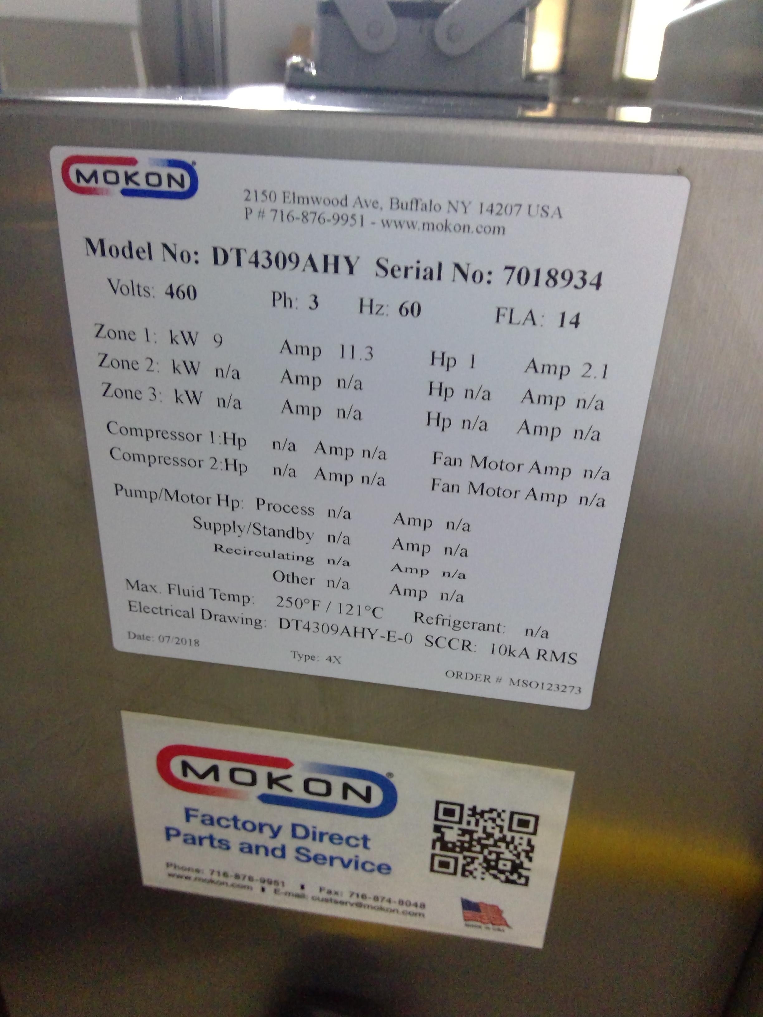 Mokon DT4309AHY Temperature Control Unit 480V 250F Pura-Therm System